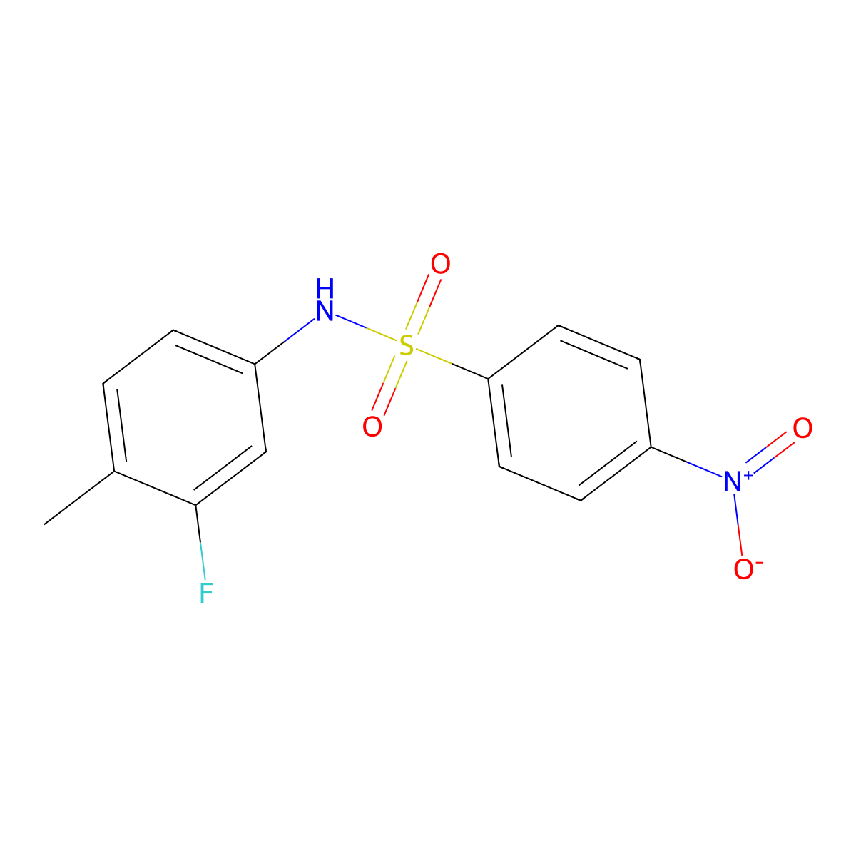 N-(3-fluoro-4-methylphenyl)-4-nitrobenzenesulfonamide molecular structure, CAS 439934-36-8