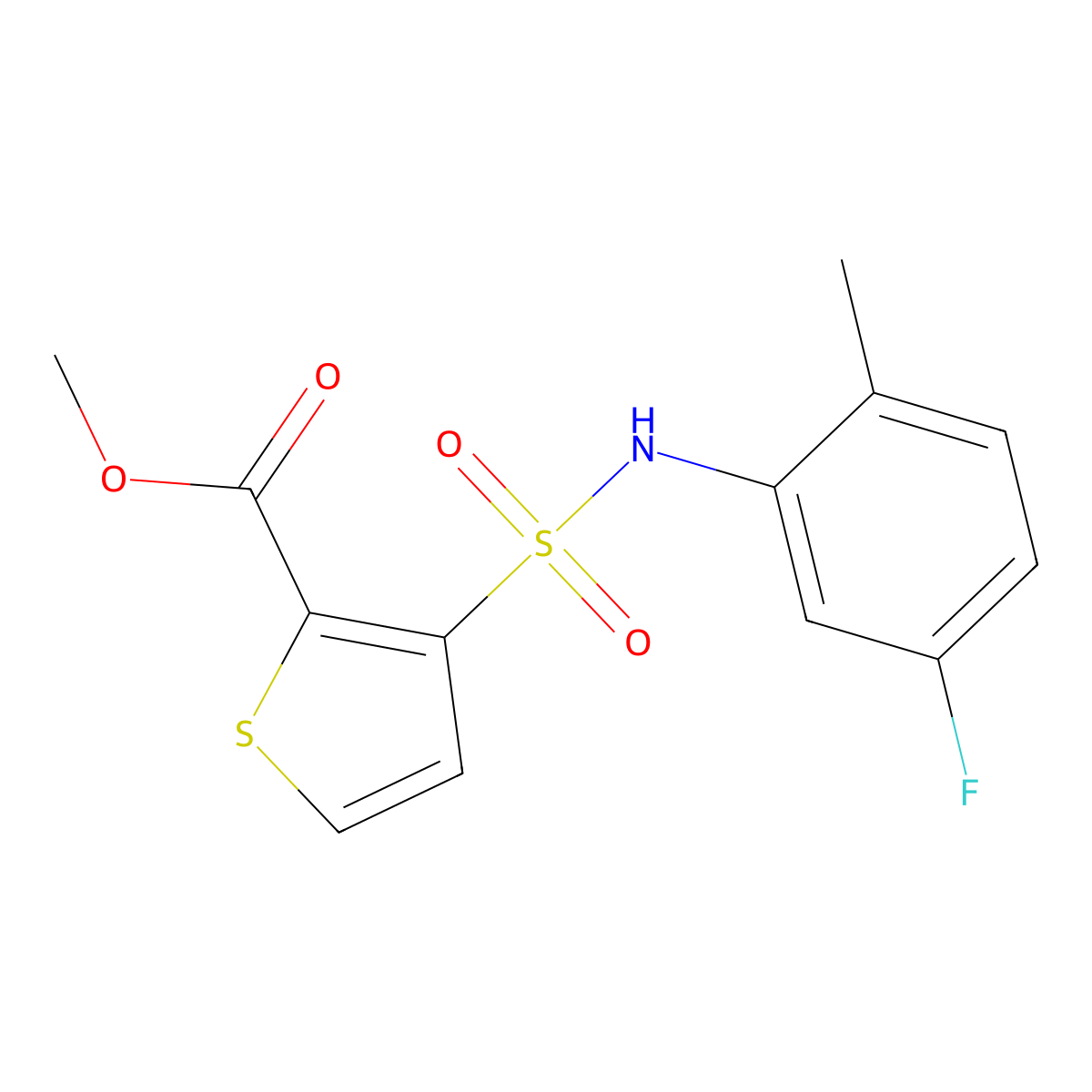 Methyl 3-[(5-fluoro-2-methylphenyl)sulfamoyl]thiophene-2-carboxylate molecular structure, CAS 439934-46-0