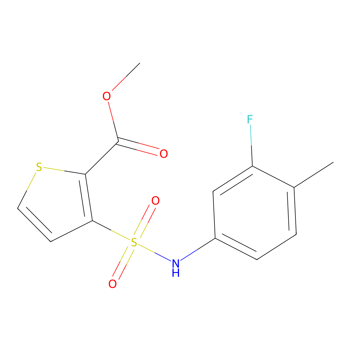 Methyl 3-[(3-fluoro-4-methylphenyl)sulfamoyl]thiophene-2-carboxylate molecular structure, CAS 439934-58-4