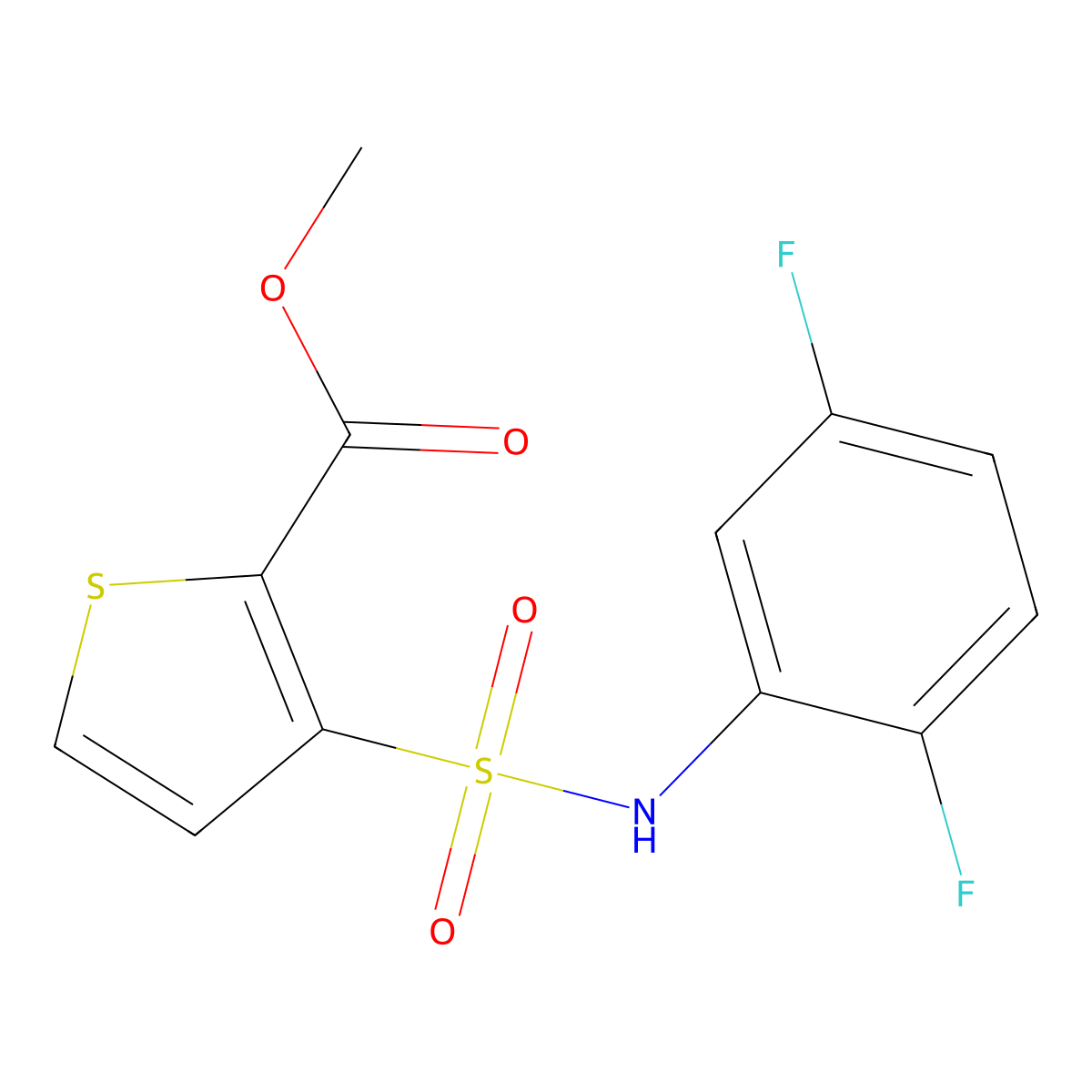 Methyl 3-[(2,5-difluorophenyl)sulfamoyl]thiophene-2-carboxylate molecular structure, CAS 439934-80-2