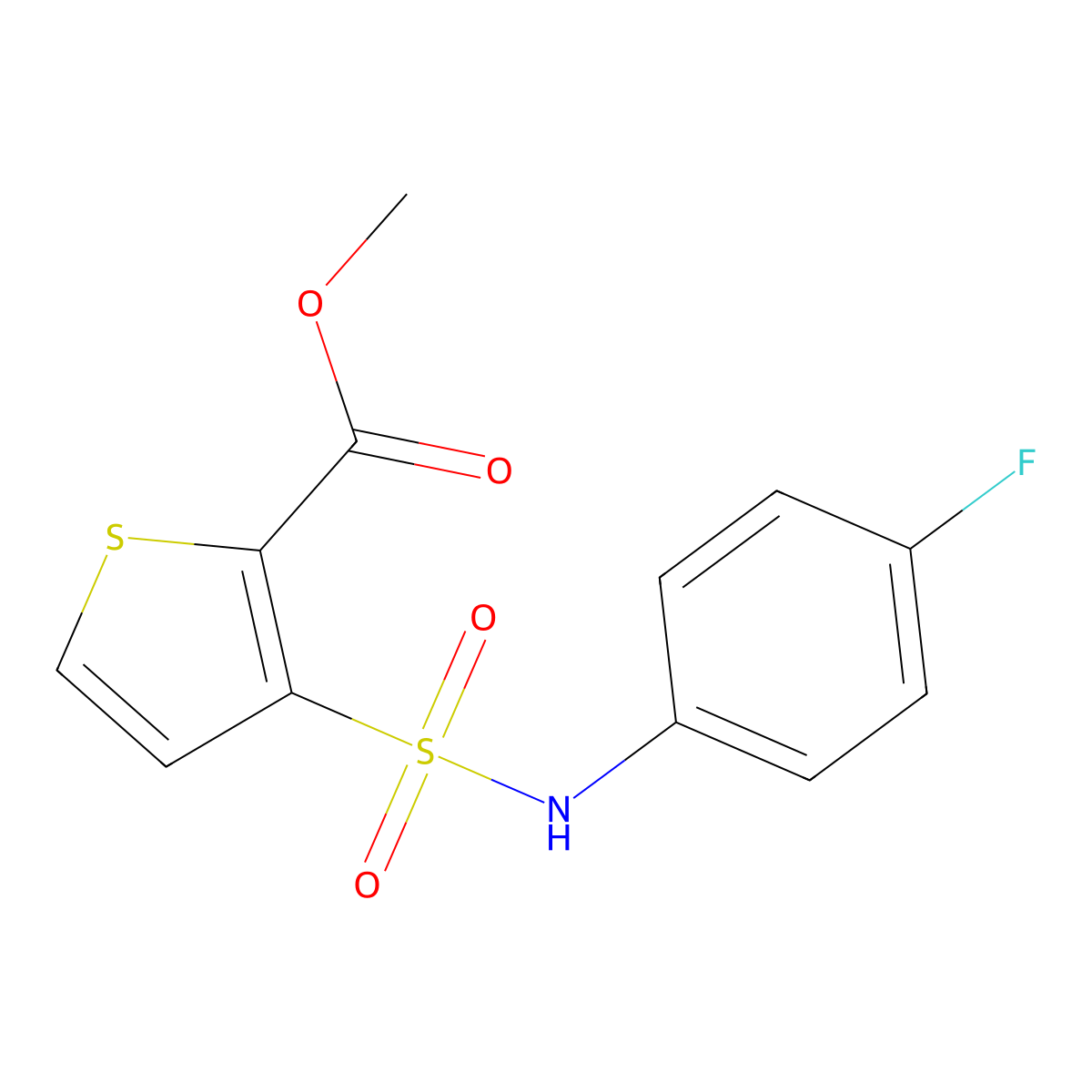Methyl 3-(N-(4-fluorophenyl)sulfamoyl)thiophene-2-carboxylate molecular structure, CAS 439934-84-6