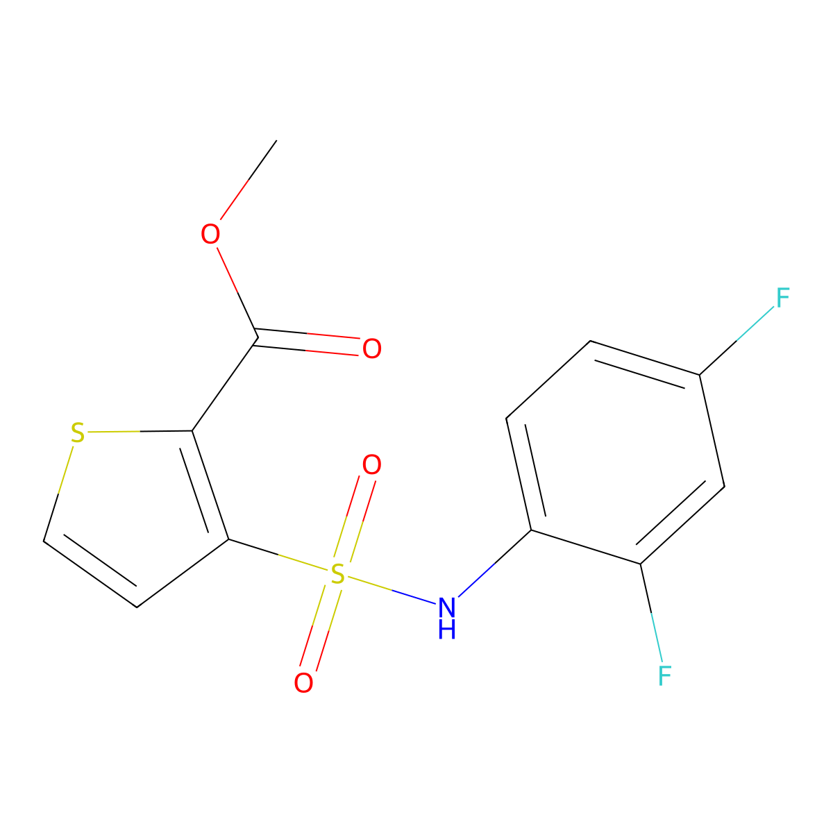 Methyl 3-[(2,4-difluorophenyl)sulfamoyl]thiophene-2-carboxylate molecular structure, CAS 439934-93-7