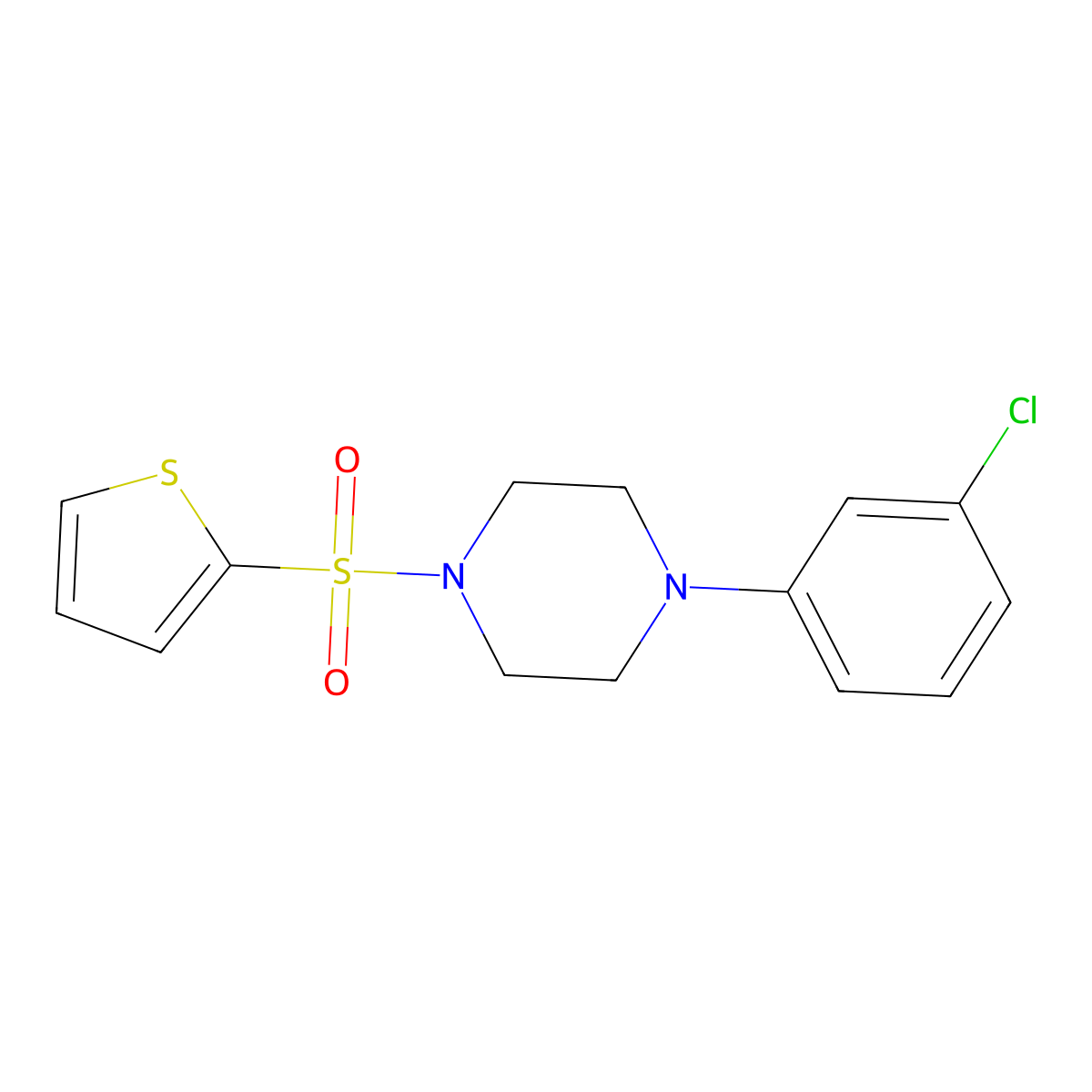 1-(3-Chloro-phenyl)-4-(thiophene-2-sulfonyl)-piperazine molecular structure, CAS 439935-37-2