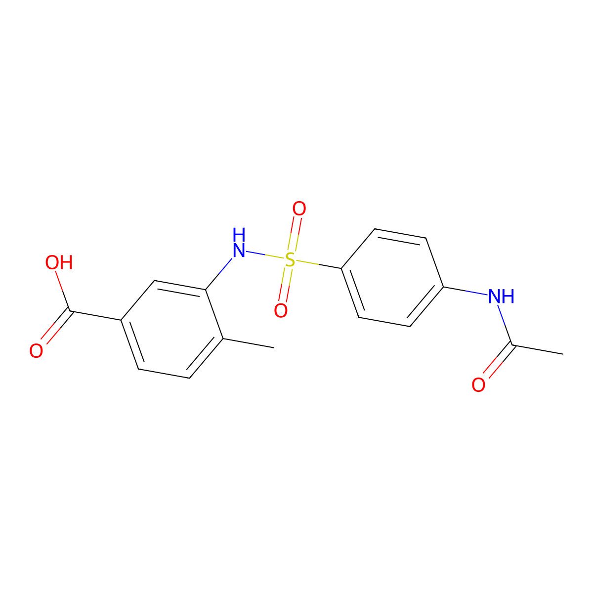 3-({[4-(Acetylamino)phenyl]sulfonyl}amino)-4-methylbenzoic acid molecular structure, CAS 439935-53-2