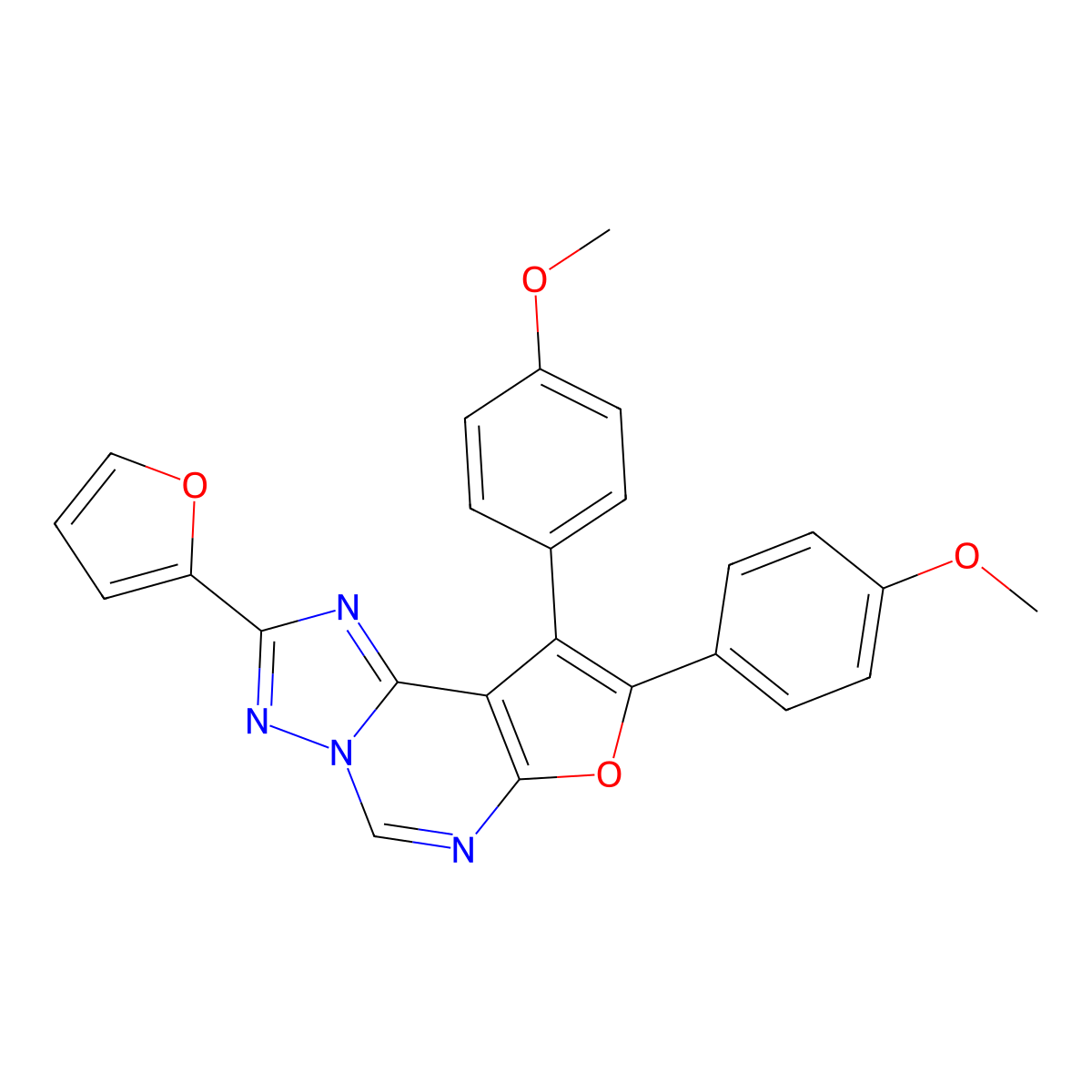2-(Furan-2-yl)-8,9-bis(4-methoxyphenyl)furo[3,2-e][1,2,4]triazolo[1,5-c]pyrimidine molecular structure, CAS 439935-75-8