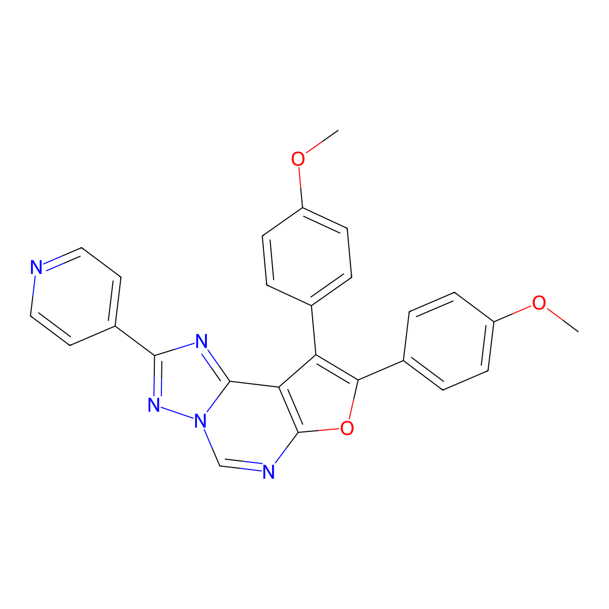 8,9-Bis(4-methoxyphenyl)-2-(pyridin-4-yl)furo[3,2-e][1,2,4]triazolo[1,5-c]pyrimidine molecular structure, CAS 439935-76-9