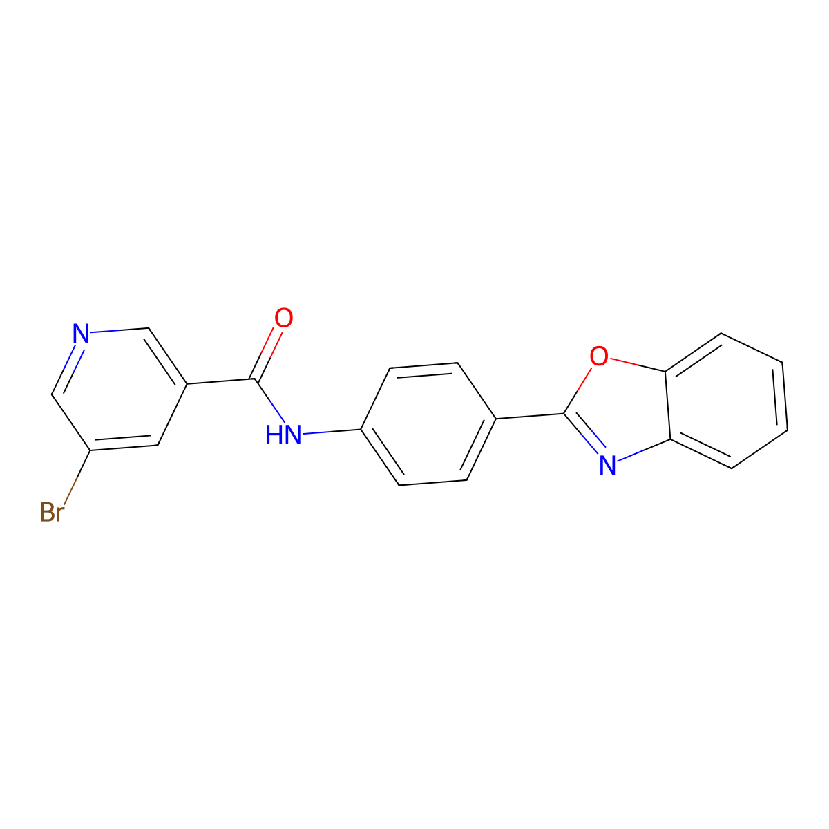 N-[4-(1,3-benzoxazol-2-yl)phenyl]-5-bromopyridine-3-carboxamide molecular structure, CAS 439938-63-3