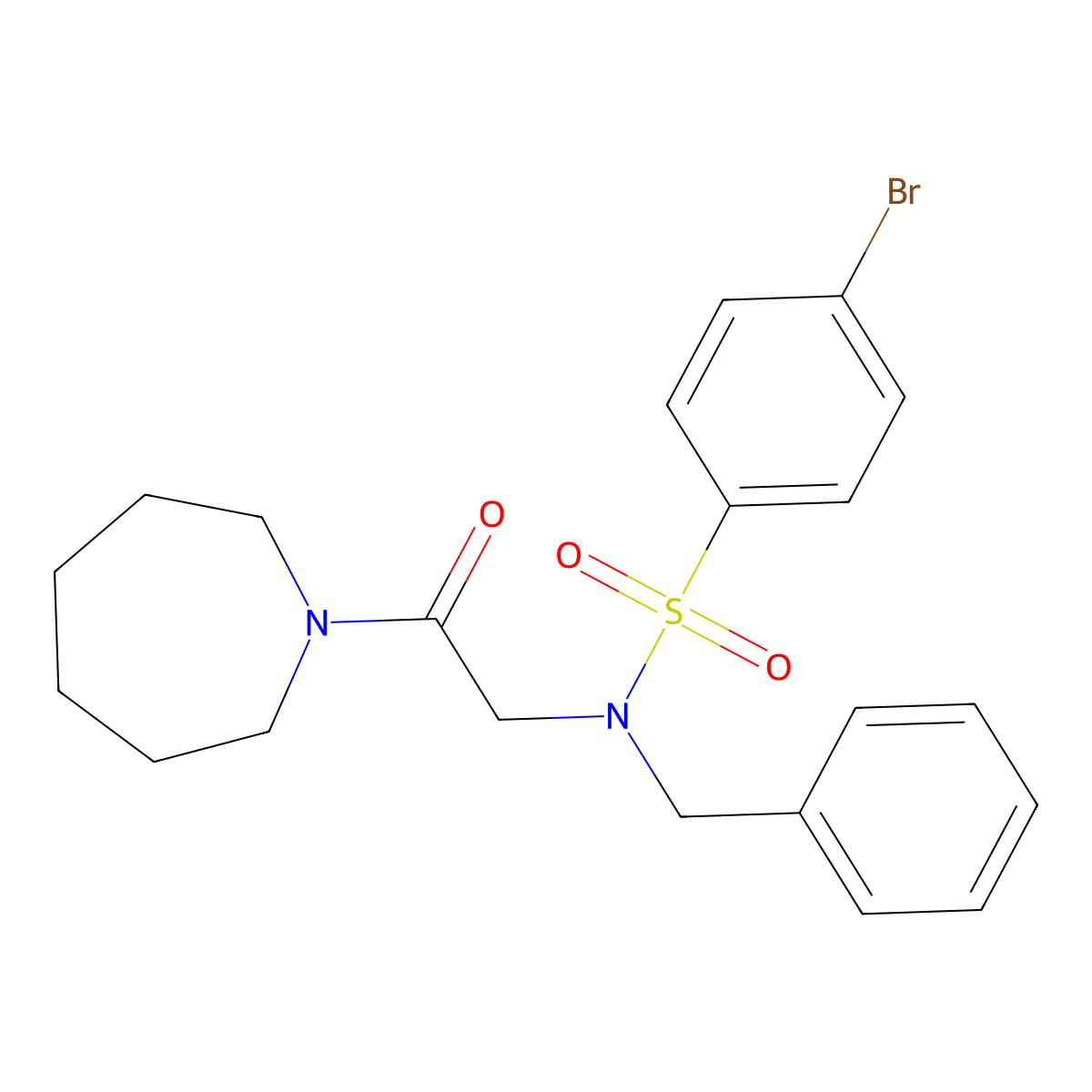 N-(2-azepan-1-yl-2-oxoethyl)-N-benzyl-4-bromobenzenesulfonamide molecular structure, CAS 439939-09-0