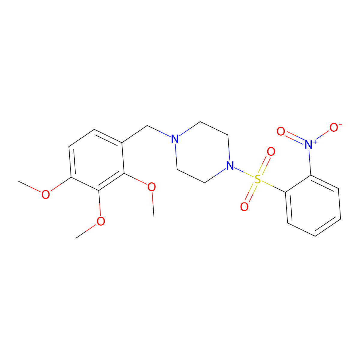 1-(2-Nitrophenyl)sulfonyl-4-[(2,3,4-trimethoxyphenyl)methyl]piperazine molecular structure, CAS 439939-34-1