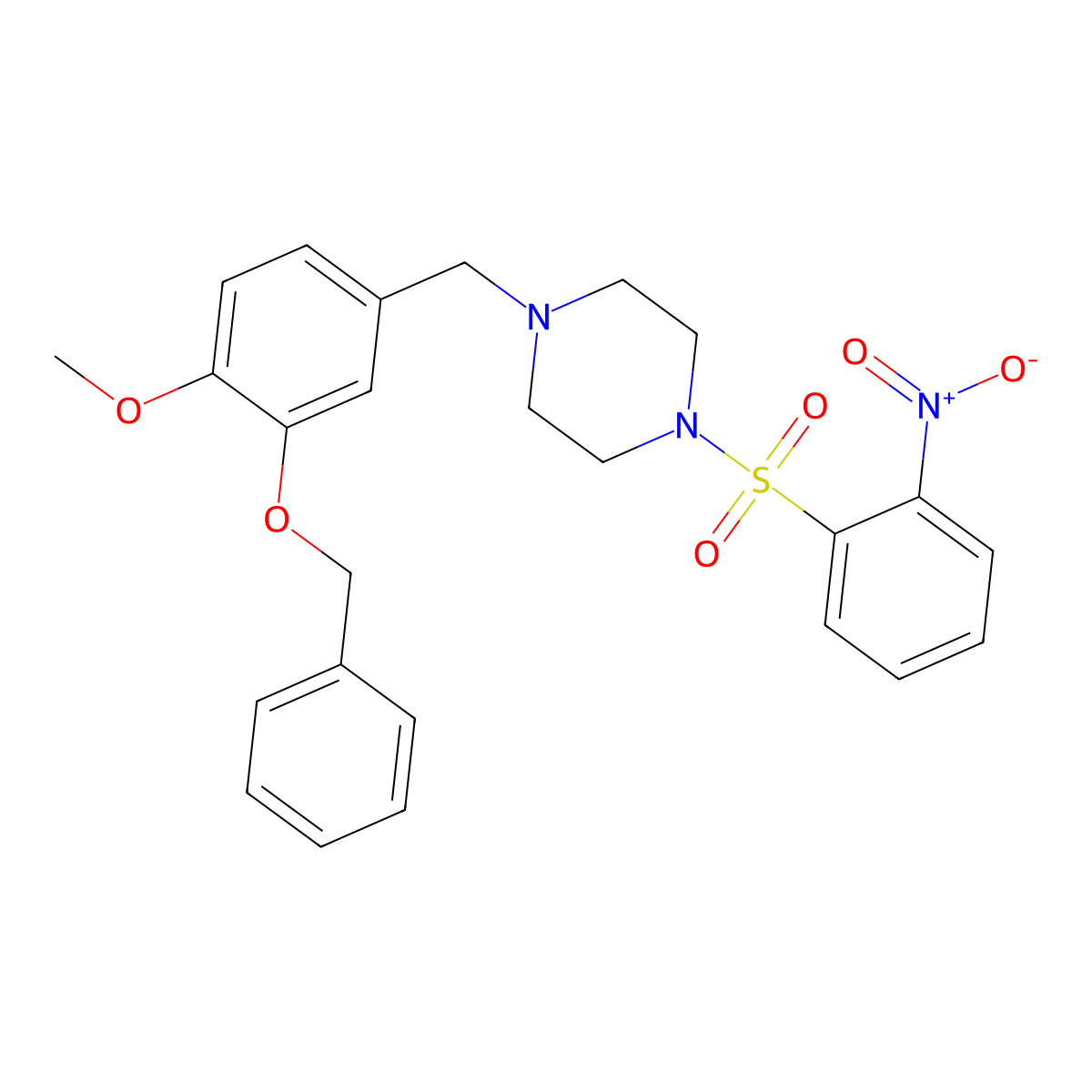 1-[(4-Methoxy-3-phenylmethoxyphenyl)methyl]-4-(2-nitrophenyl)sulfonylpiperazine molecular structure, CAS 439939-35-2