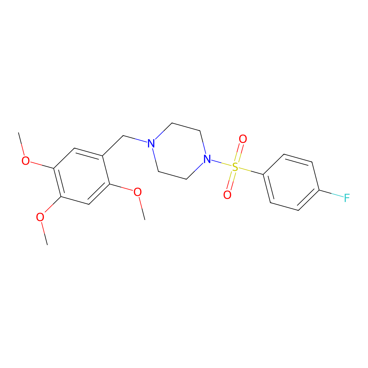 1-[(4-Fluorophenyl)sulfonyl]-4-(2,4,5-trimethoxybenzyl)piperazine molecular structure, CAS 439939-48-7