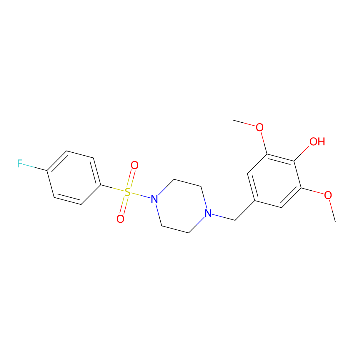 4-[[4-(4-Fluorophenyl)sulfonylpiperazin-1-yl]methyl]-2,6-dimethoxyphenol molecular structure, CAS 439939-50-1