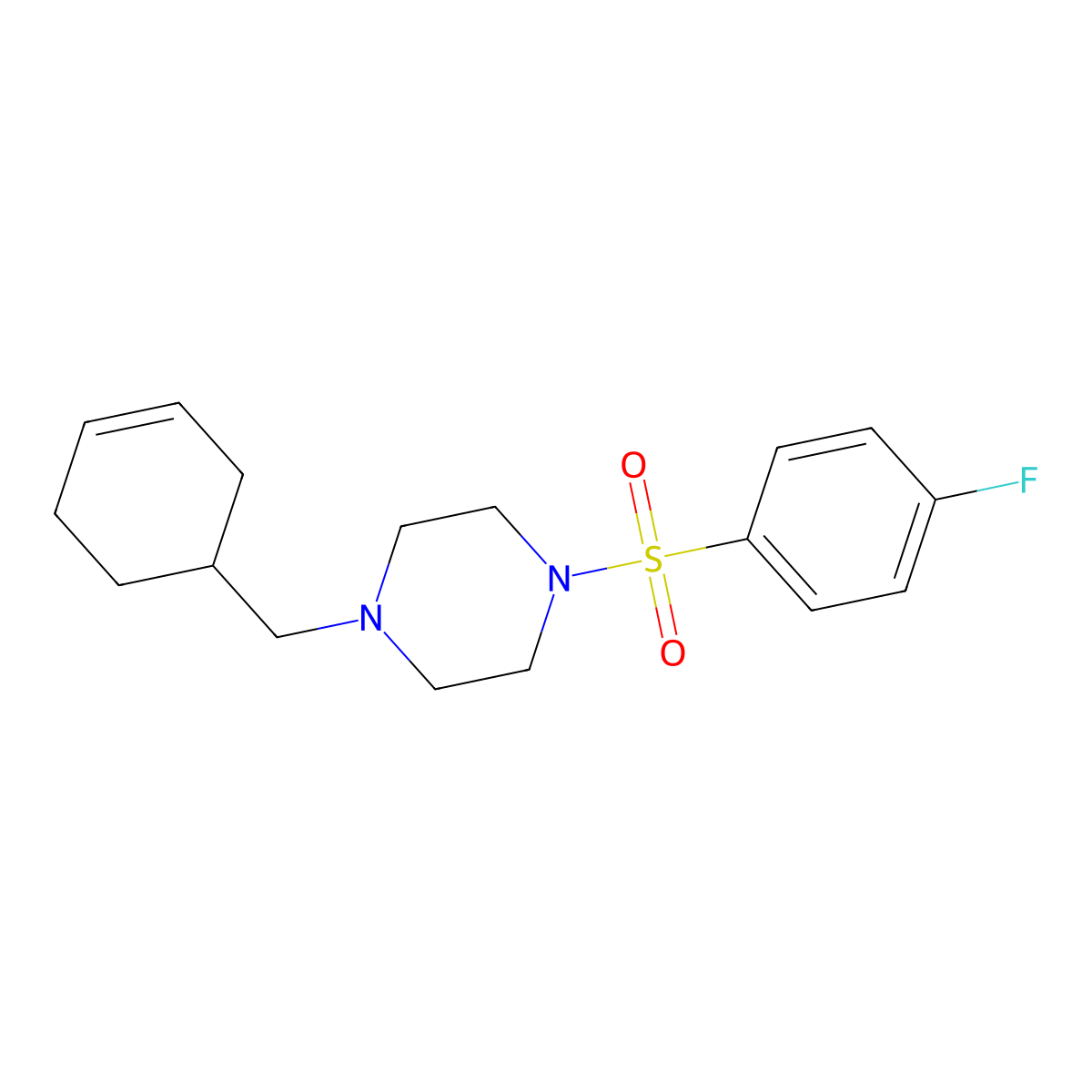 1-(Cyclohex-3-en-1-ylmethyl)-4-(4-fluorophenyl)sulfonylpiperazine molecular structure, CAS 439939-52-3