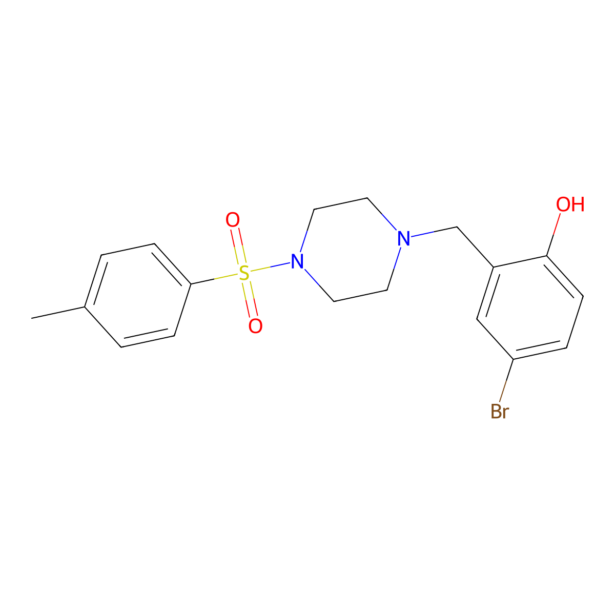 4-Bromo-2-[[4-(4-methylphenyl)sulfonylpiperazin-1-yl]methyl]phenol molecular structure, CAS 439939-62-5