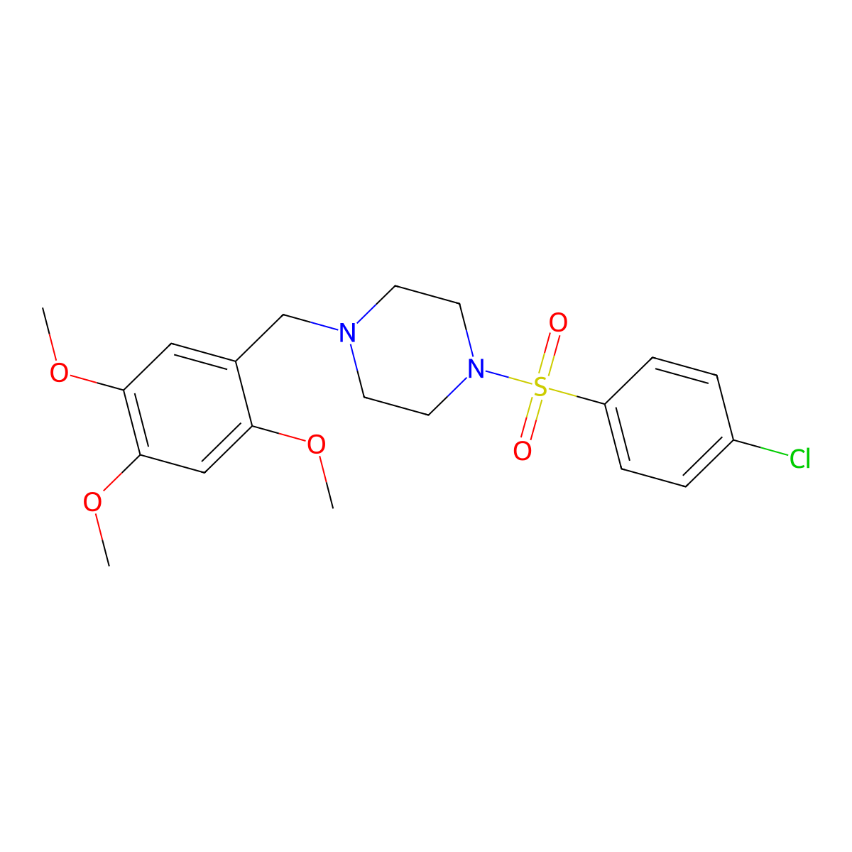 1-[(4-Chlorophenyl)sulfonyl]-4-(2,4,5-trimethoxybenzyl)piperazine molecular structure, CAS 439939-63-6