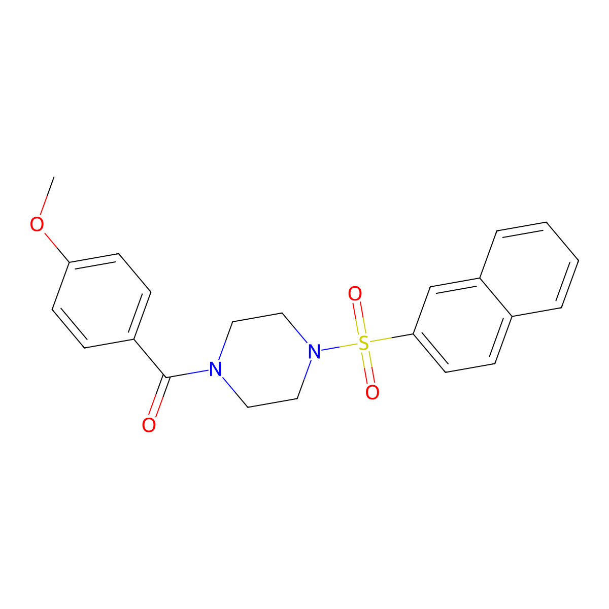 (4-Methoxyphenyl)-(4-naphthalen-2-ylsulfonylpiperazin-1-yl)methanone molecular structure, CAS 439939-69-2