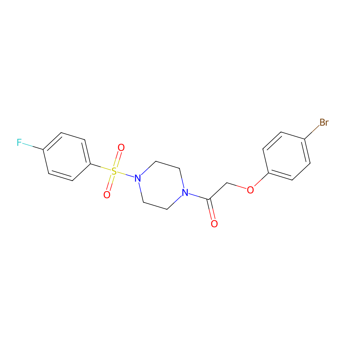 2-(4-Bromophenoxy)-1-{4-[(4-fluorophenyl)sulfonyl]piperazin-1-yl}ethanone molecular structure, CAS 439939-70-5