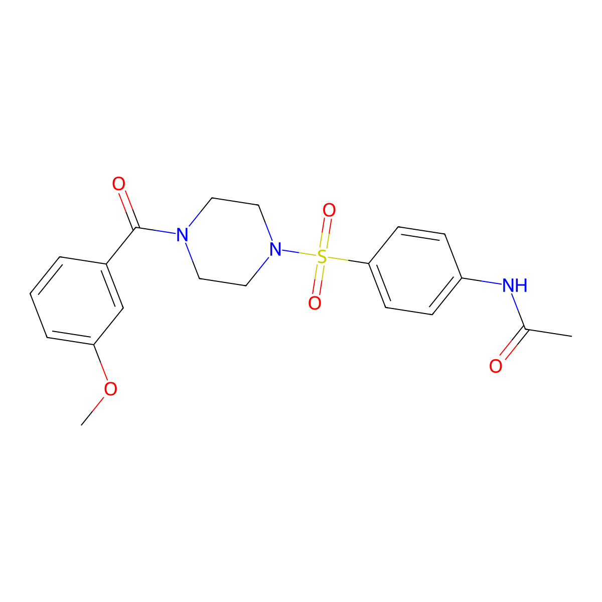 N-[4-[4-(3-methoxybenzoyl)piperazin-1-yl]sulfonylphenyl]acetamide molecular structure, CAS 439939-74-9