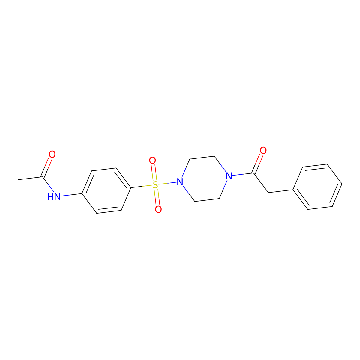 N-[4-[4-(2-phenylacetyl)piperazin-1-yl]sulfonylphenyl]acetamide molecular structure, CAS 439939-75-0
