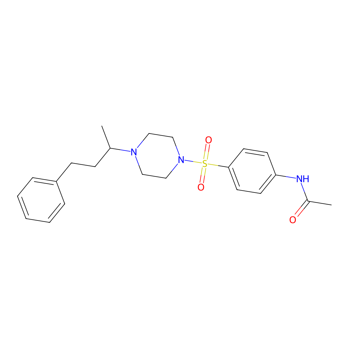 N-[4-[4-(4-phenylbutan-2-yl)piperazin-1-yl]sulfonylphenyl]acetamide molecular structure, CAS 439939-83-0