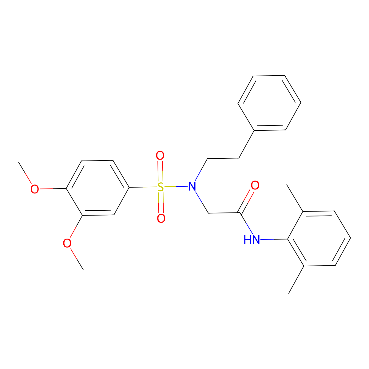 2-[(3,4-dimethoxyphenyl)sulfonyl-(2-phenylethyl)amino]-N-(2,6-dimethylphenyl)acetamide molecular structure, CAS 439940-12-2