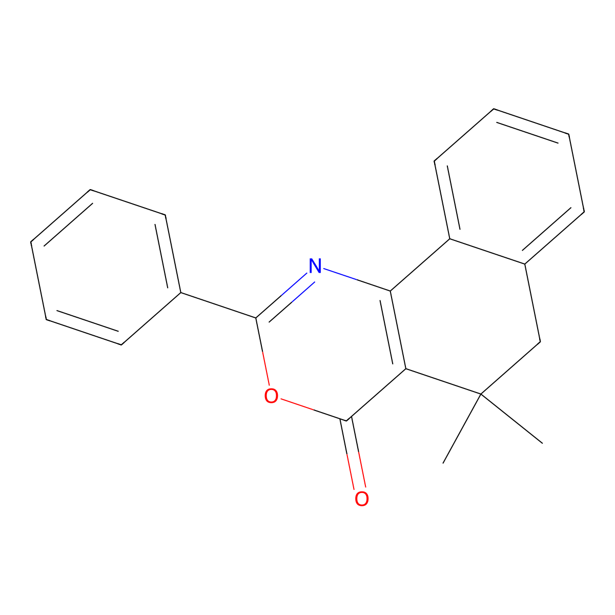 5,5-dimethyl-2-phenyl-5,6-dihydro-4H-naphtho[1,2-d][1,3]oxazin-4-one molecular structure, CAS 439940-26-8