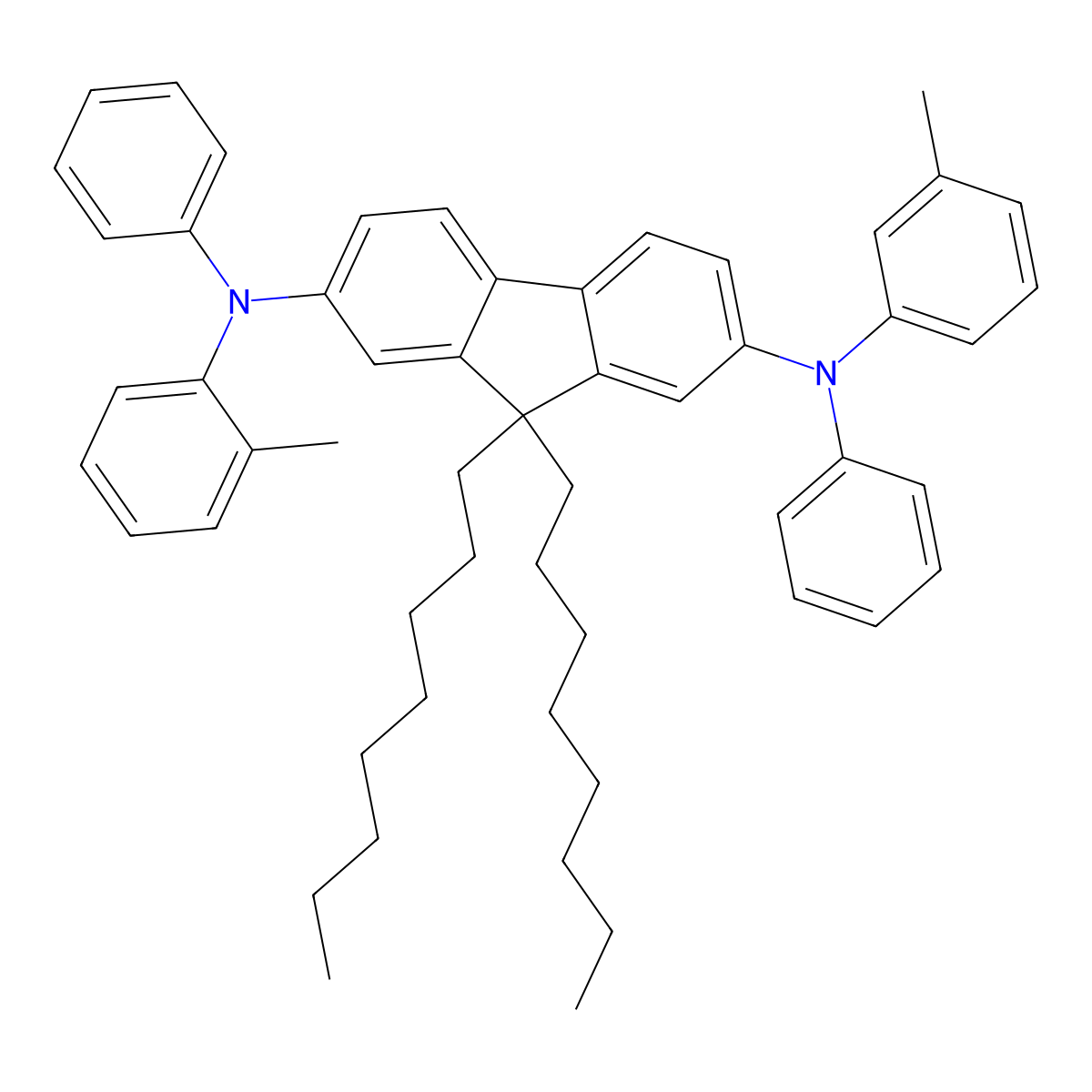 9,9-Dioctyl-N2,N7-diphenyl-N2-(m-tolyl)-N7-(o-tolyl)-9H-fluorene-2,7-diamine molecular structure, CAS 439942-97-9