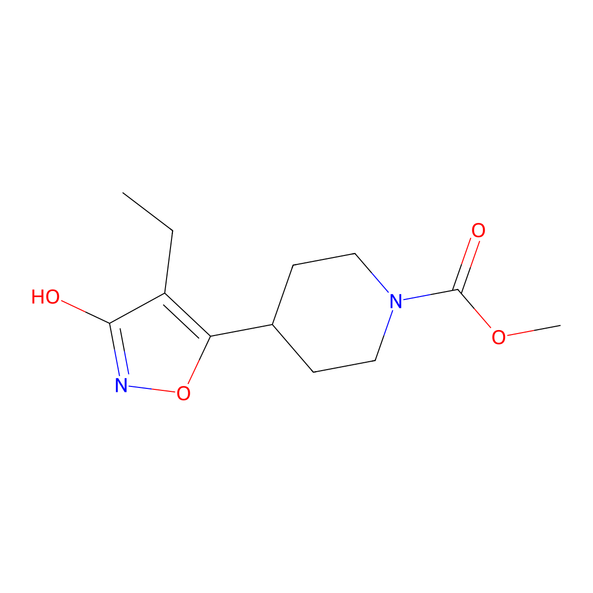 Methyl 4-(4-ethyl-3-hydroxyisoxazol-5-yl)piperidine-1-carboxylate molecular structure, CAS 439944-60-2