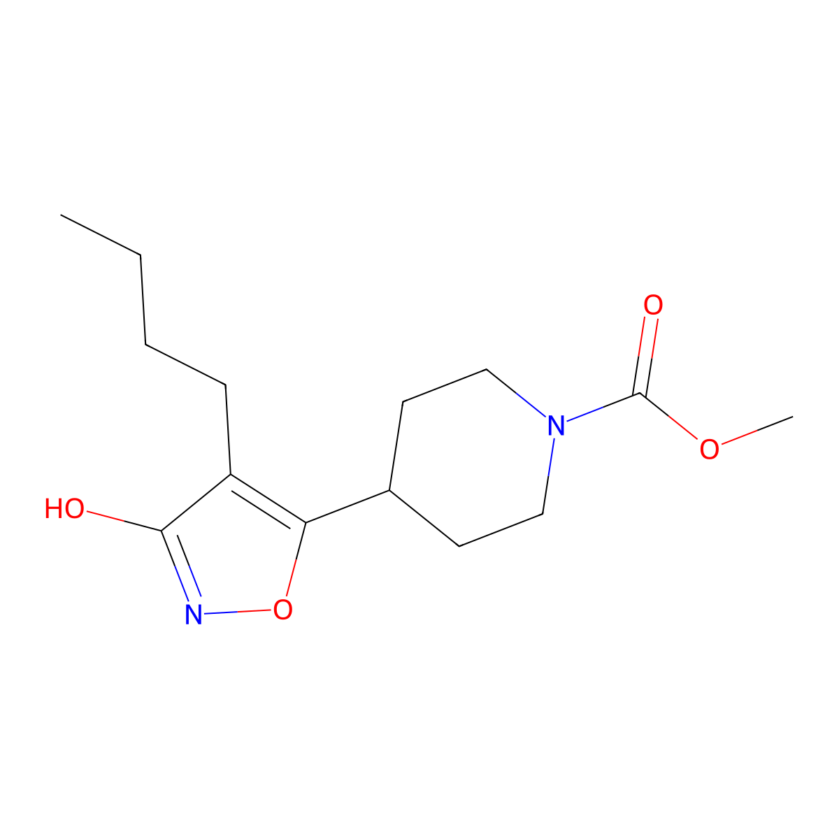 Methyl 4-(4-butyl-3-hydroxyisoxazol-5-yl)piperidine-1-carboxylate molecular structure, CAS 439944-61-3