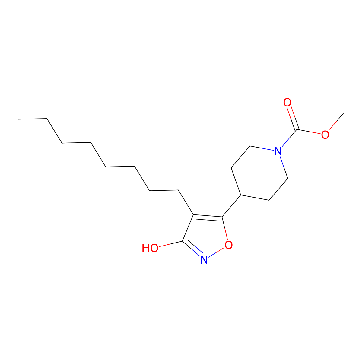 Methyl 4-(3-hydroxy-4-octylisoxazol-5-yl)piperidine-1-carboxylate molecular structure, CAS 439944-63-5
