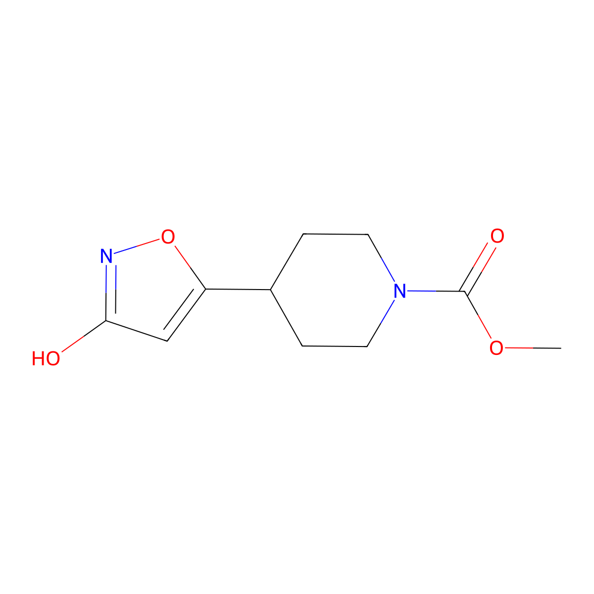 Methyl 4-(3-hydroxyisoxazol-5-yl)piperidine-1-carboxylate molecular structure, CAS 439944-71-5