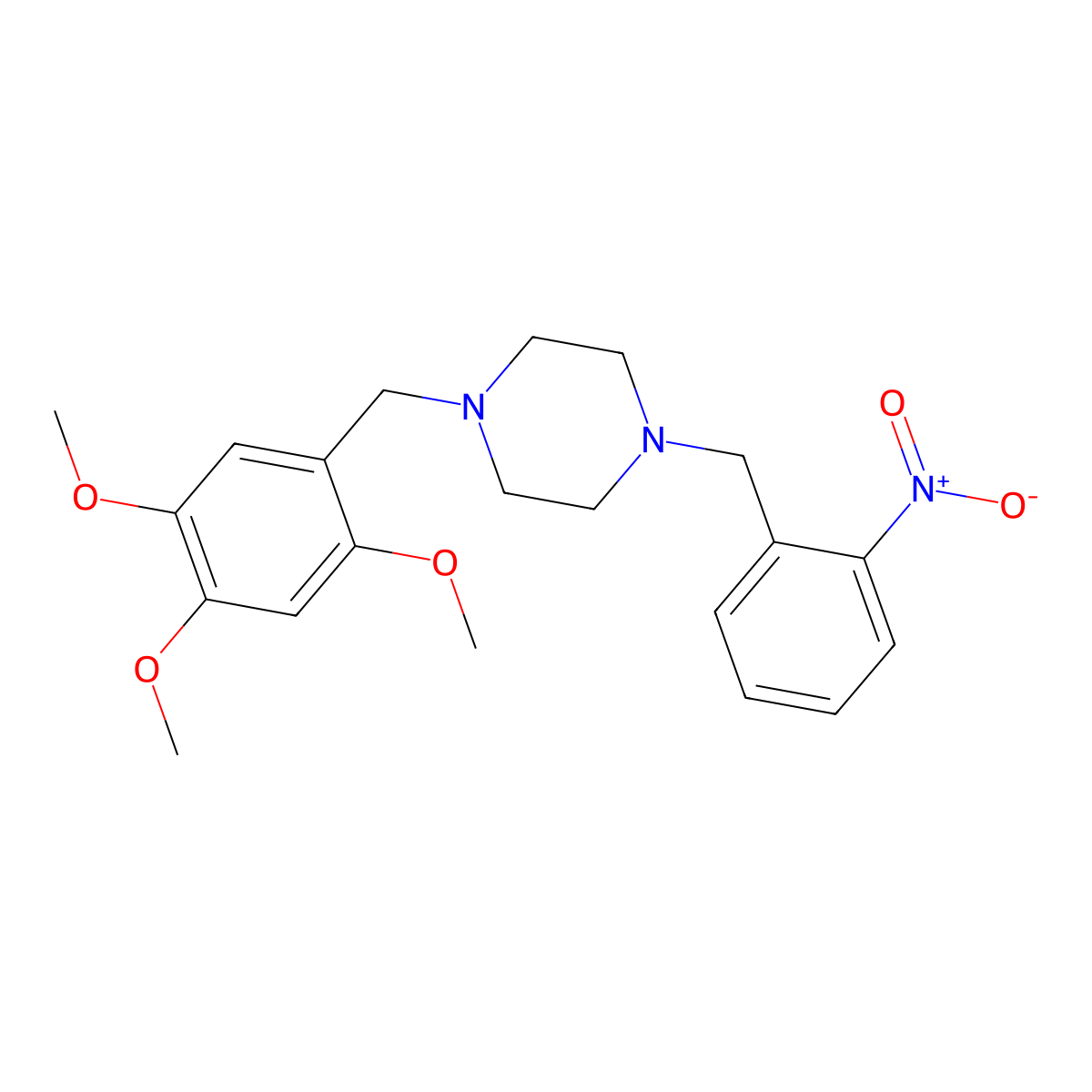 1-[(2-Nitrophenyl)methyl]-4-[(2,4,5-trimethoxyphenyl)methyl]piperazine molecular structure, CAS 439945-72-9