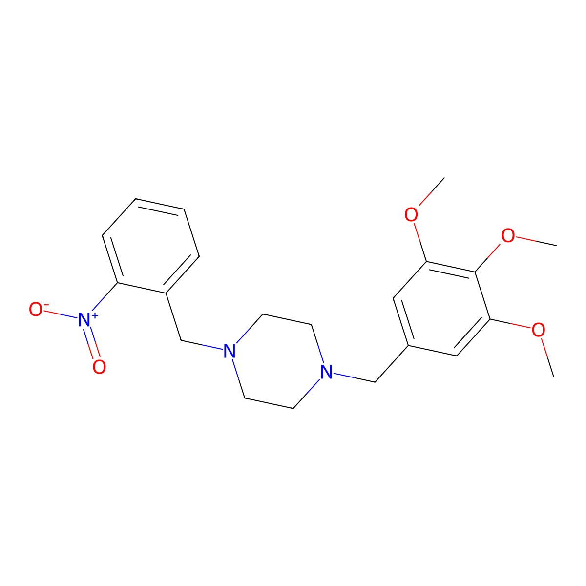 1-[(2-Nitrophenyl)methyl]-4-[(3,4,5-trimethoxyphenyl)methyl]piperazine molecular structure, CAS 439945-73-0