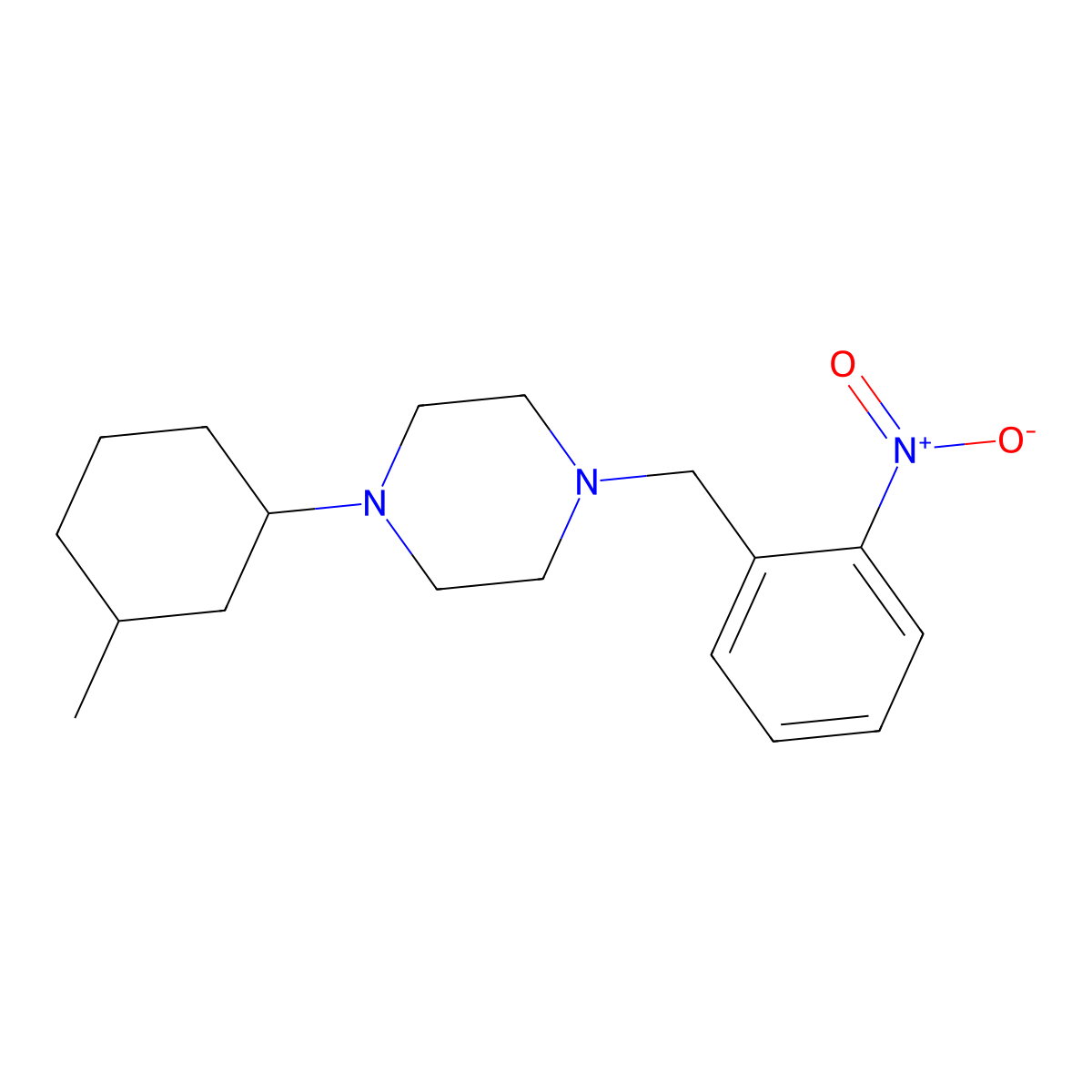 1-(3-Methylcyclohexyl)-4-[(2-nitrophenyl)methyl]piperazine molecular structure, CAS 439945-74-1