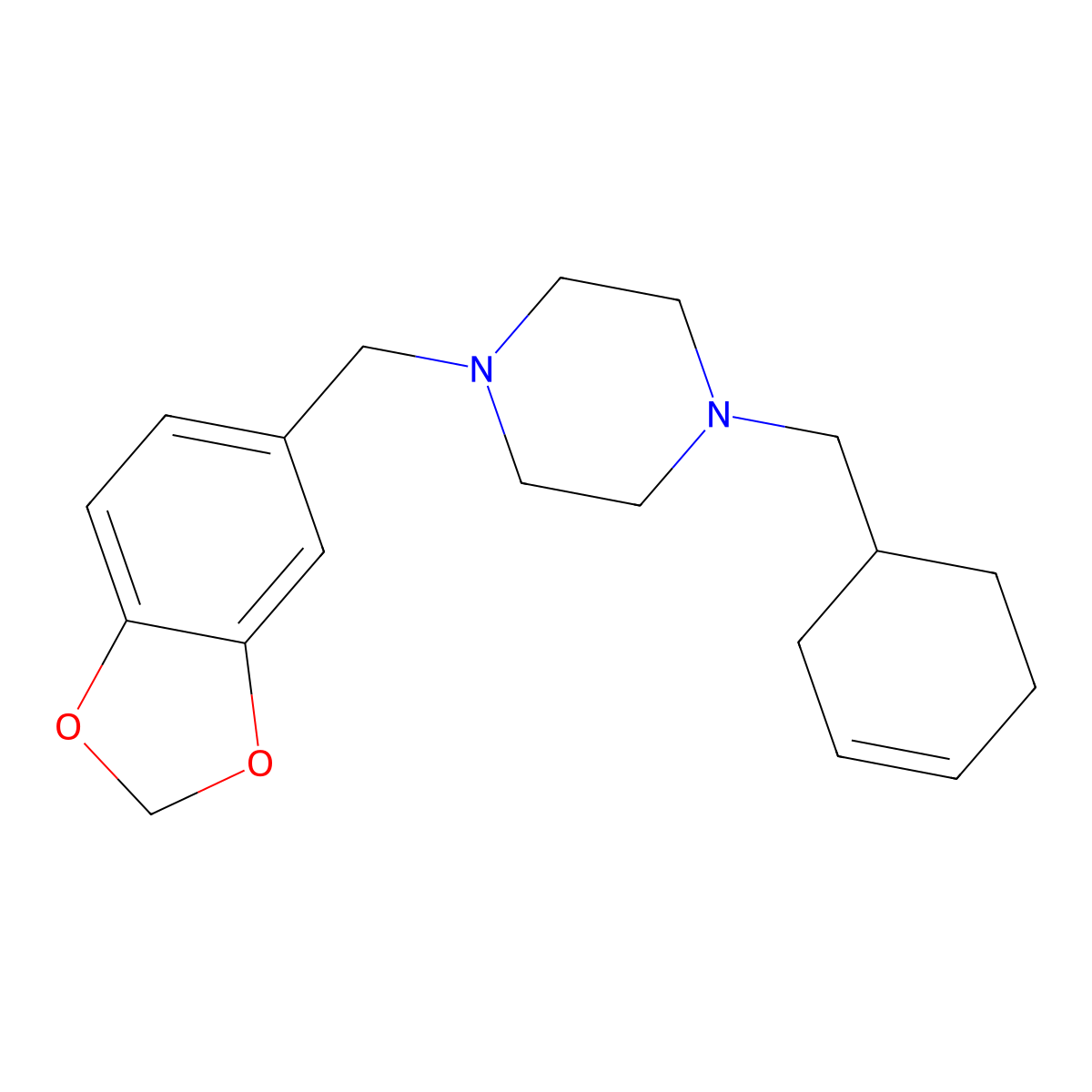 1-(1,3-Benzodioxol-5-ylmethyl)-4-(cyclohex-3-en-1-ylmethyl)piperazine molecular structure, CAS 439945-76-3