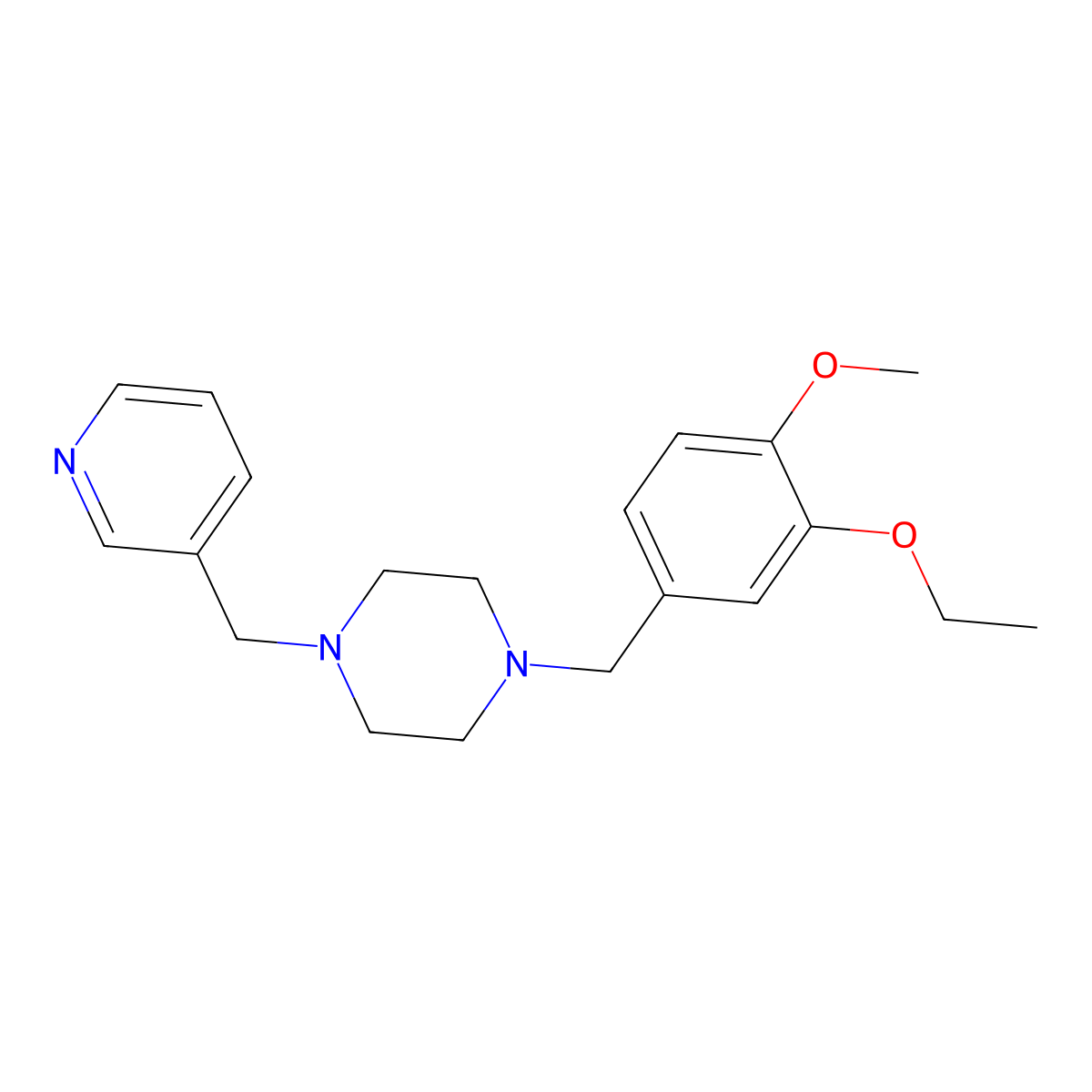 1-(3-Ethoxy-4-methoxybenzyl)-4-(pyridin-3-ylmethyl)piperazine molecular structure, CAS 439945-78-5