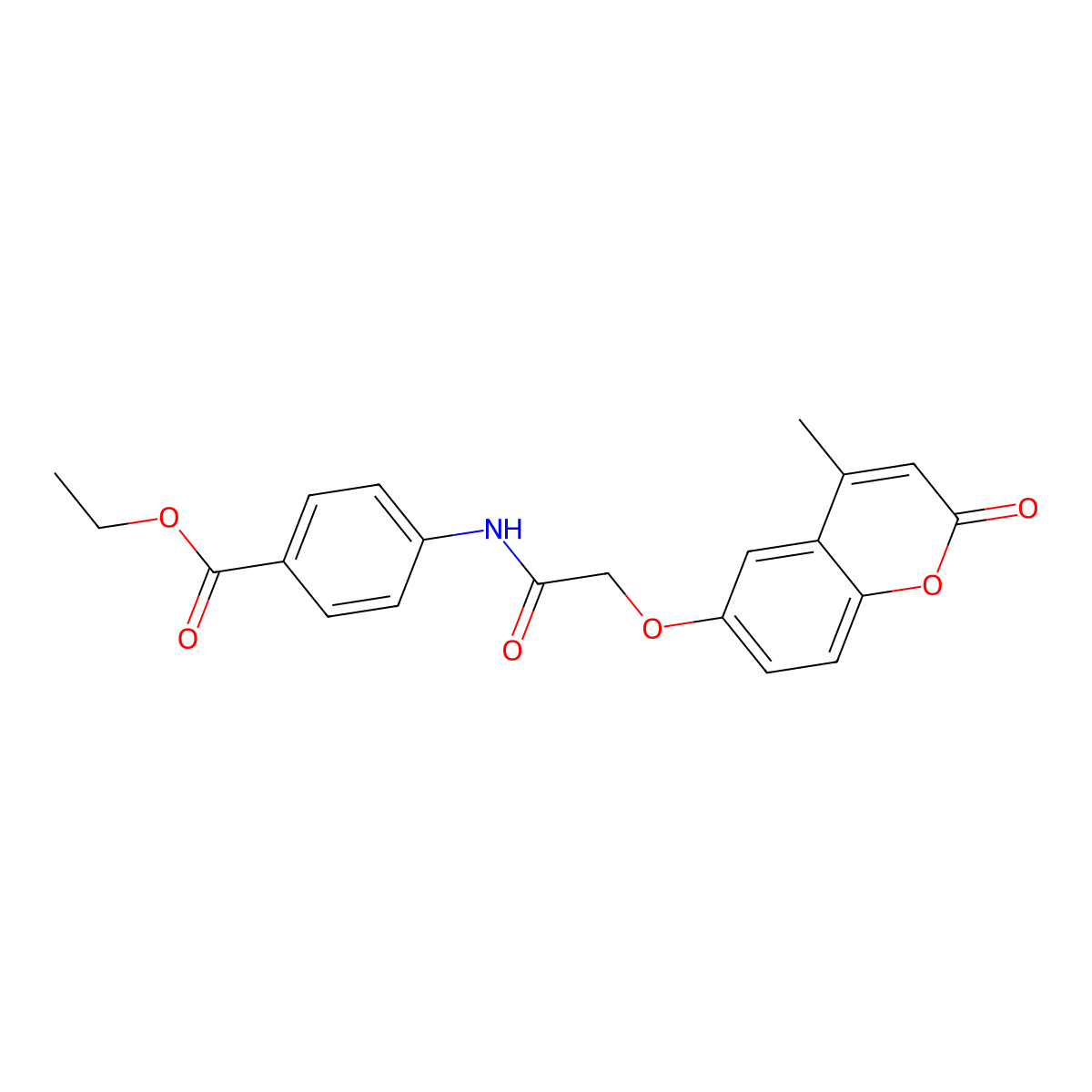 Ethyl 4-[[2-(4-methyl-2-oxochromen-6-yl)oxyacetyl]amino]benzoate molecular structure, CAS 439945-85-4