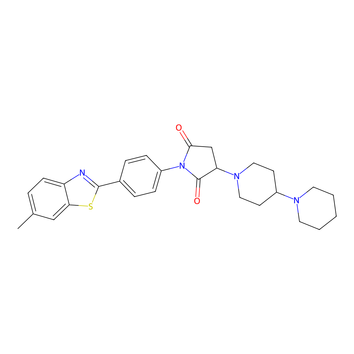 1-[4-(6-Methyl-1,3-benzothiazol-2-yl)phenyl]-3-(4-piperidin-1-ylpiperidin-1-yl)pyrrolidine-2,5-dione molecular structure, CAS 439946-10-8