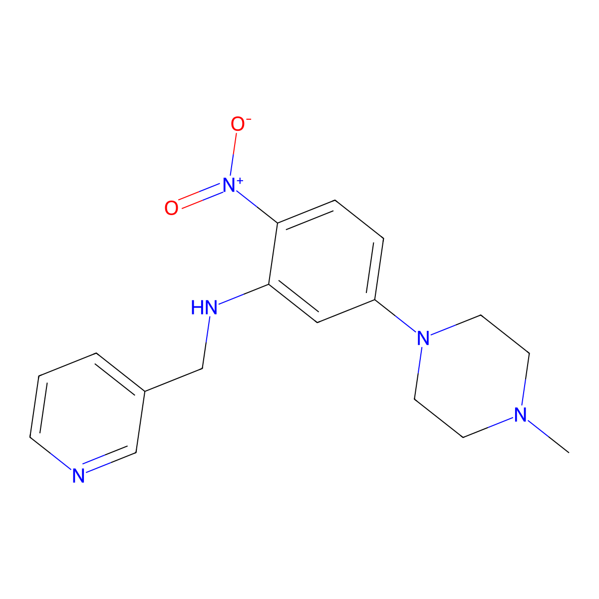 5-(4-methylpiperazin-1-yl)-2-nitro-N-(pyridin-3-ylmethyl)aniline molecular structure, CAS 439946-46-0
