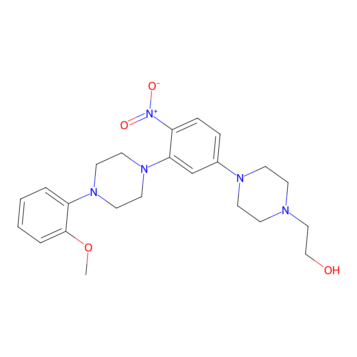 2-[4-[3-[4-(2-Methoxyphenyl)piperazin-1-yl]-4-nitrophenyl]piperazin-1-yl]ethanol molecular structure, CAS 439946-50-6