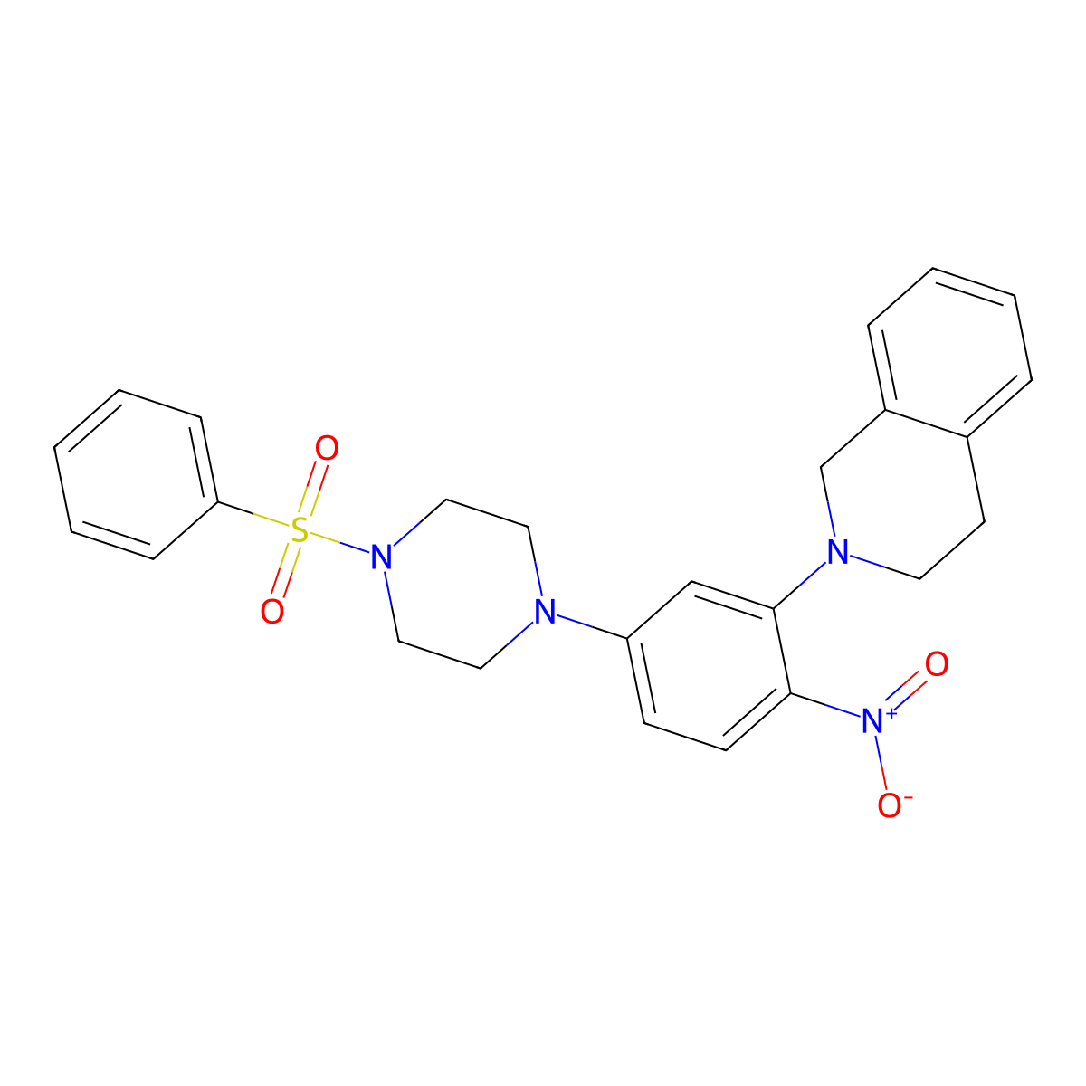 2-[5-[4-(benzenesulfonyl)piperazin-1-yl]-2-nitrophenyl]-3,4-dihydro-1H-isoquinoline molecular structure, CAS 439946-54-0