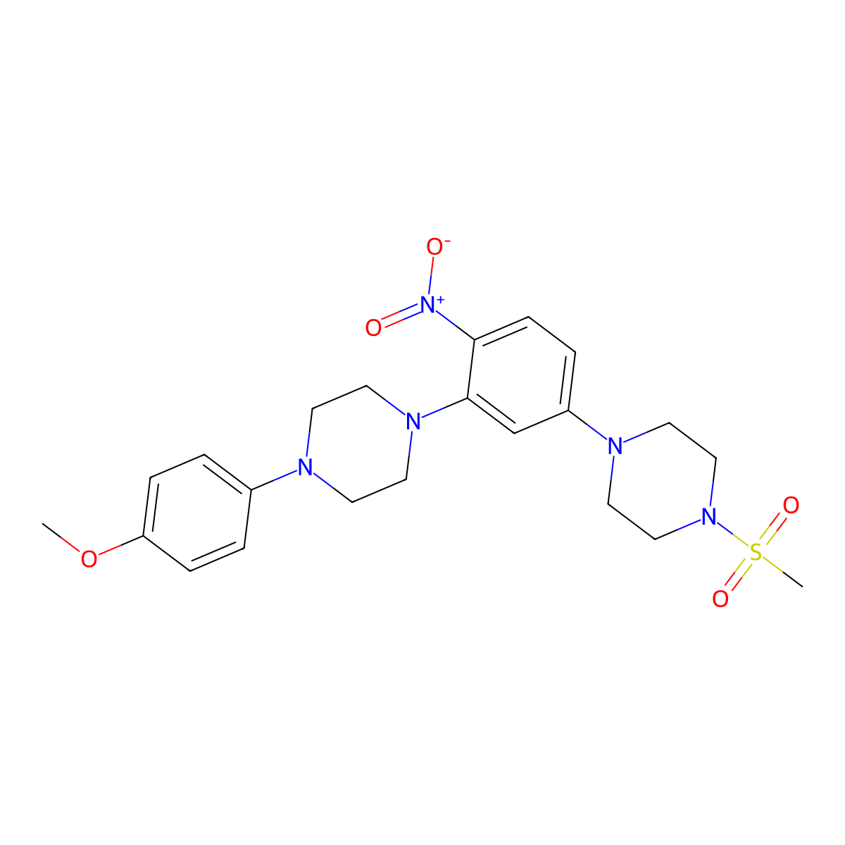 1-(4-Methoxyphenyl)-4-[5-(4-methylsulfonylpiperazin-1-yl)-2-nitrophenyl]piperazine molecular structure, CAS 439946-59-5