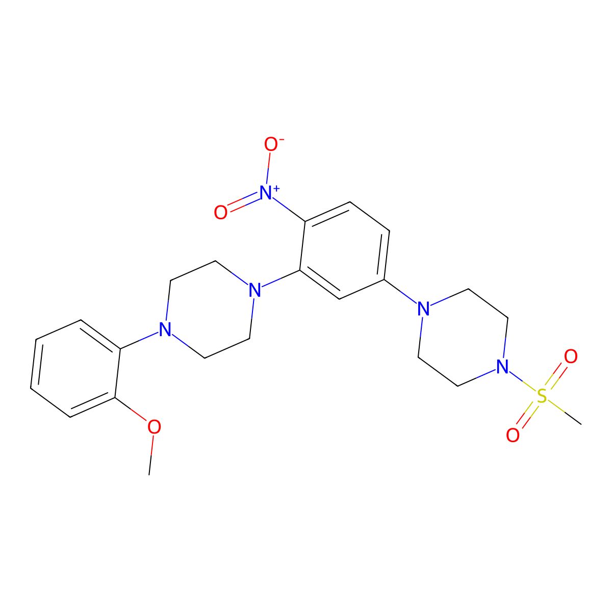 1-[3-[4-(2-Methoxyphenyl)piperazin-1-yl]-4-nitrophenyl]-4-methylsulfonylpiperazine molecular structure, CAS 439946-61-9