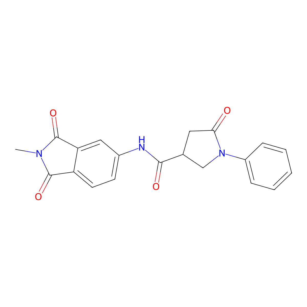 N-(2-methyl-1,3-dioxoisoindol-5-yl)-5-oxo-1-phenylpyrrolidine-3-carboxamide molecular structure, CAS 439946-95-9