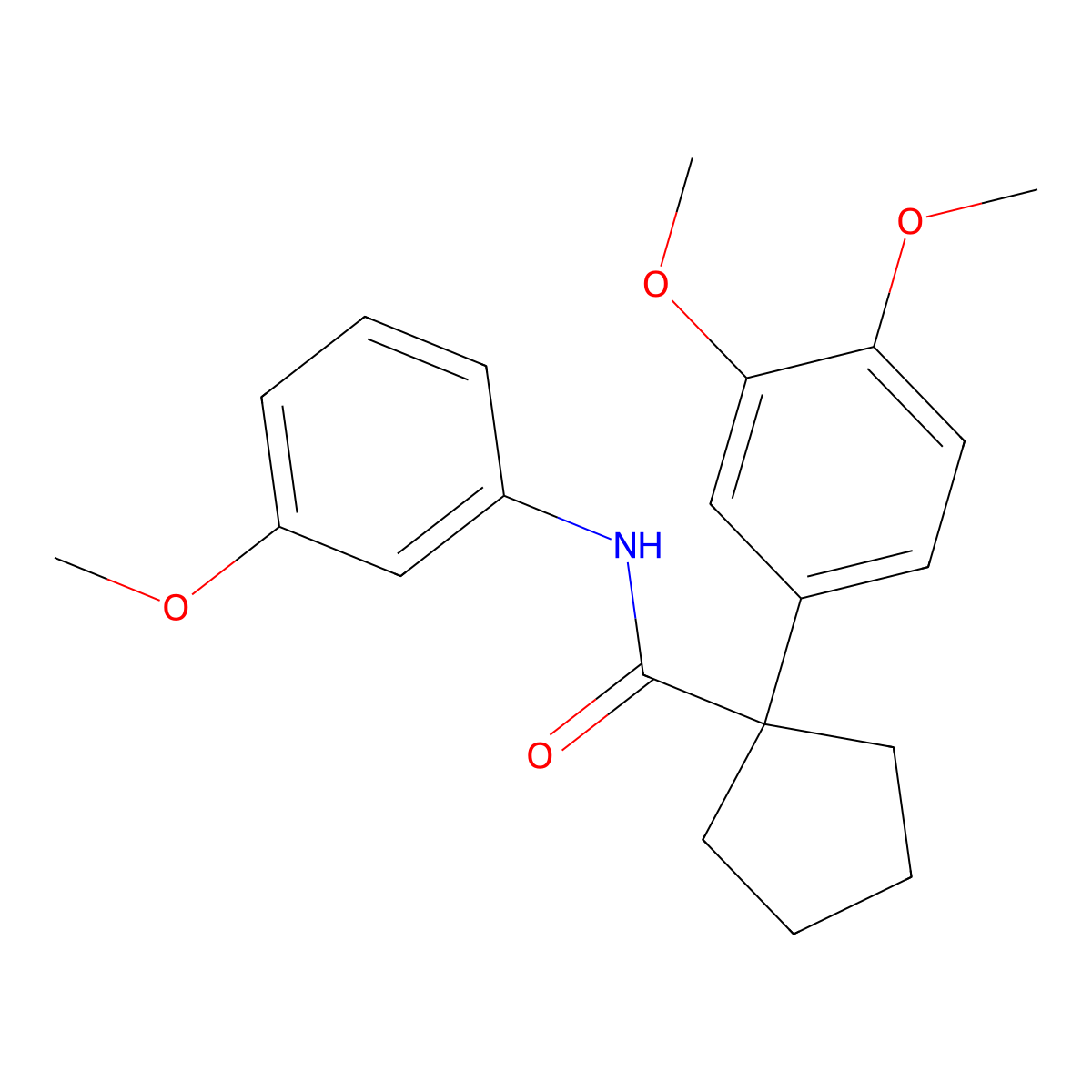 1-(3,4-dimethoxyphenyl)-N-(3-methoxyphenyl)cyclopentanecarboxamide molecular structure, CAS 439947-00-9