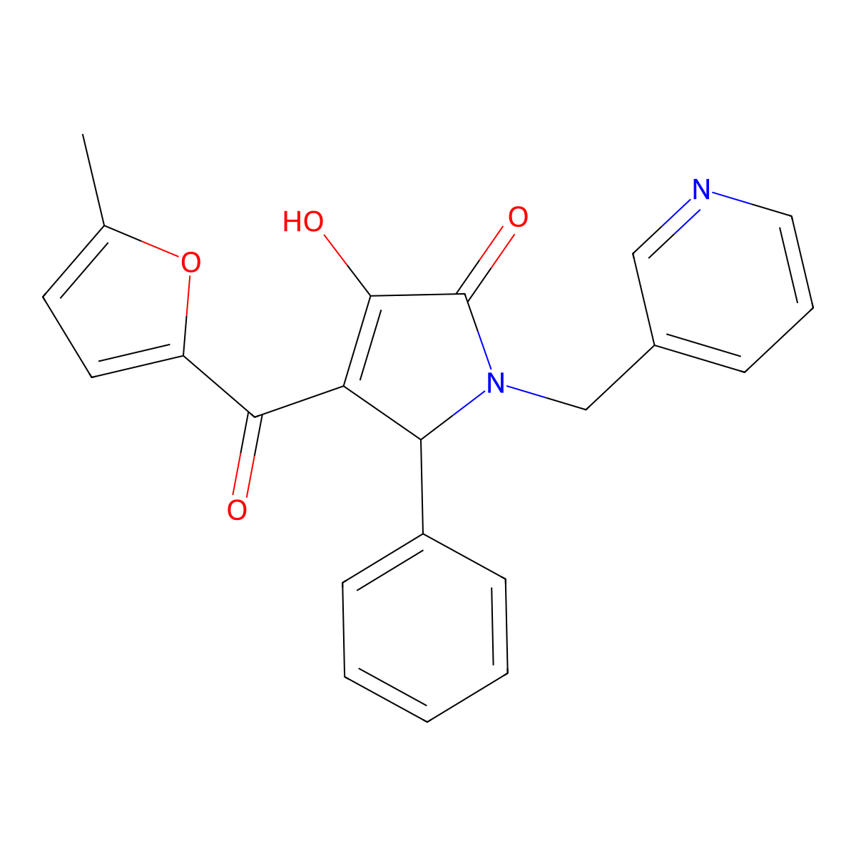 3-hydroxy-4-(5-methylfuran-2-carbonyl)-5-phenyl-1-(pyridin-3-ylmethyl)-1H-pyrrol-2(5H)-one molecular structure, CAS 439947-68-9
