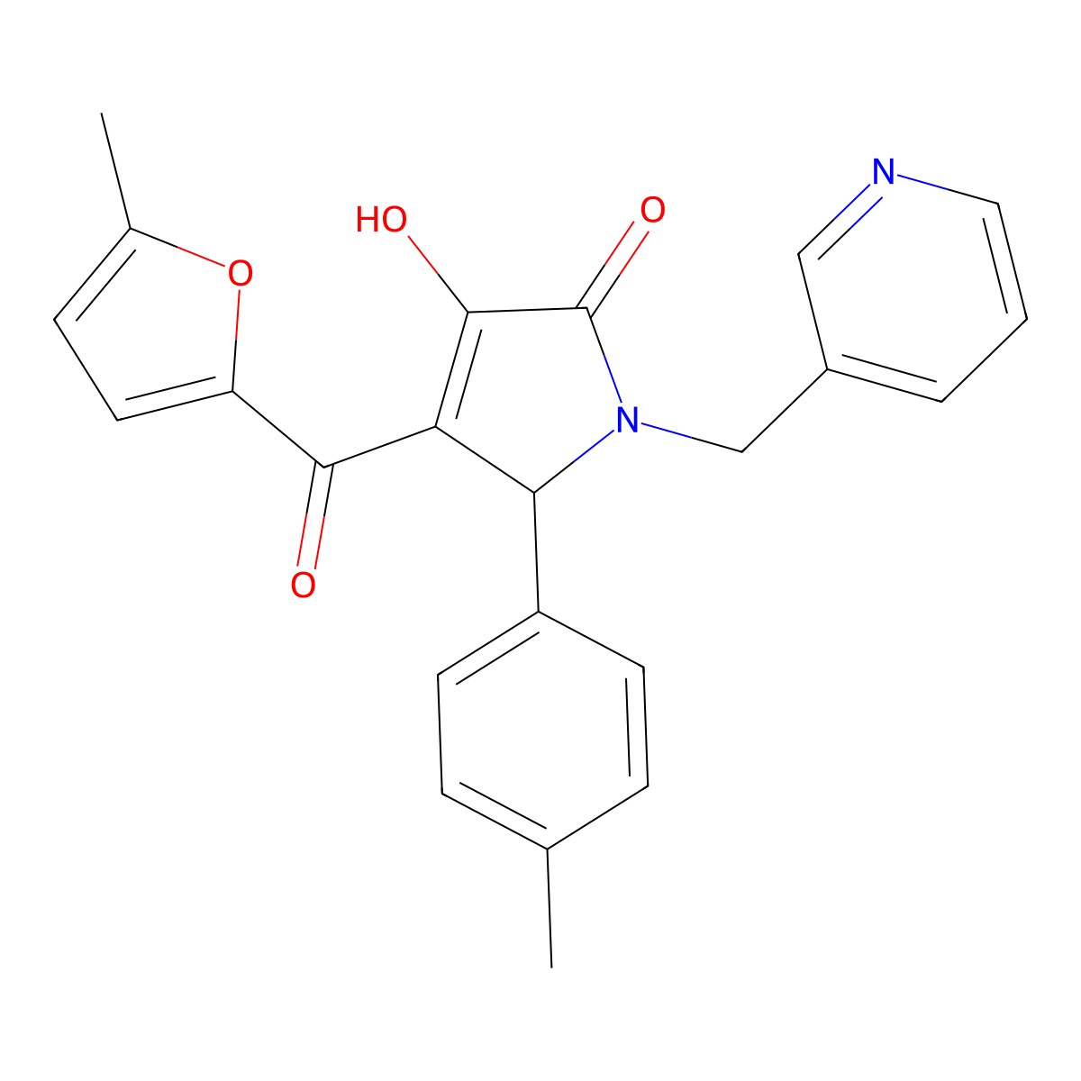 3-Hydroxy-4-(5-methyl-2-furoyl)-5-(4-methylphenyl)-1-(3-pyridinylmethyl)-1,5-dihydro-2H-pyrrol-2-one molecular structure, CAS 439947-69-0