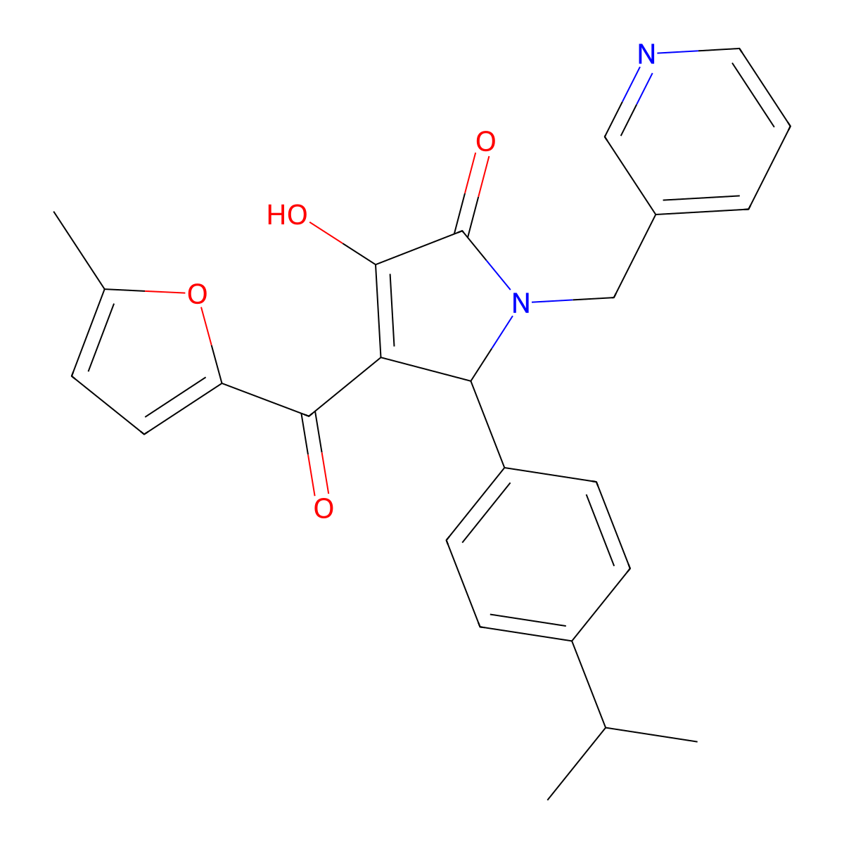 3-Hydroxy-5-(4-isopropylphenyl)-4-(5-methyl-2-furoyl)-1-(3-pyridinylmethyl)-1,5-dihydro-2H-pyrrol-2-one molecular structure, CAS 439947-70-3