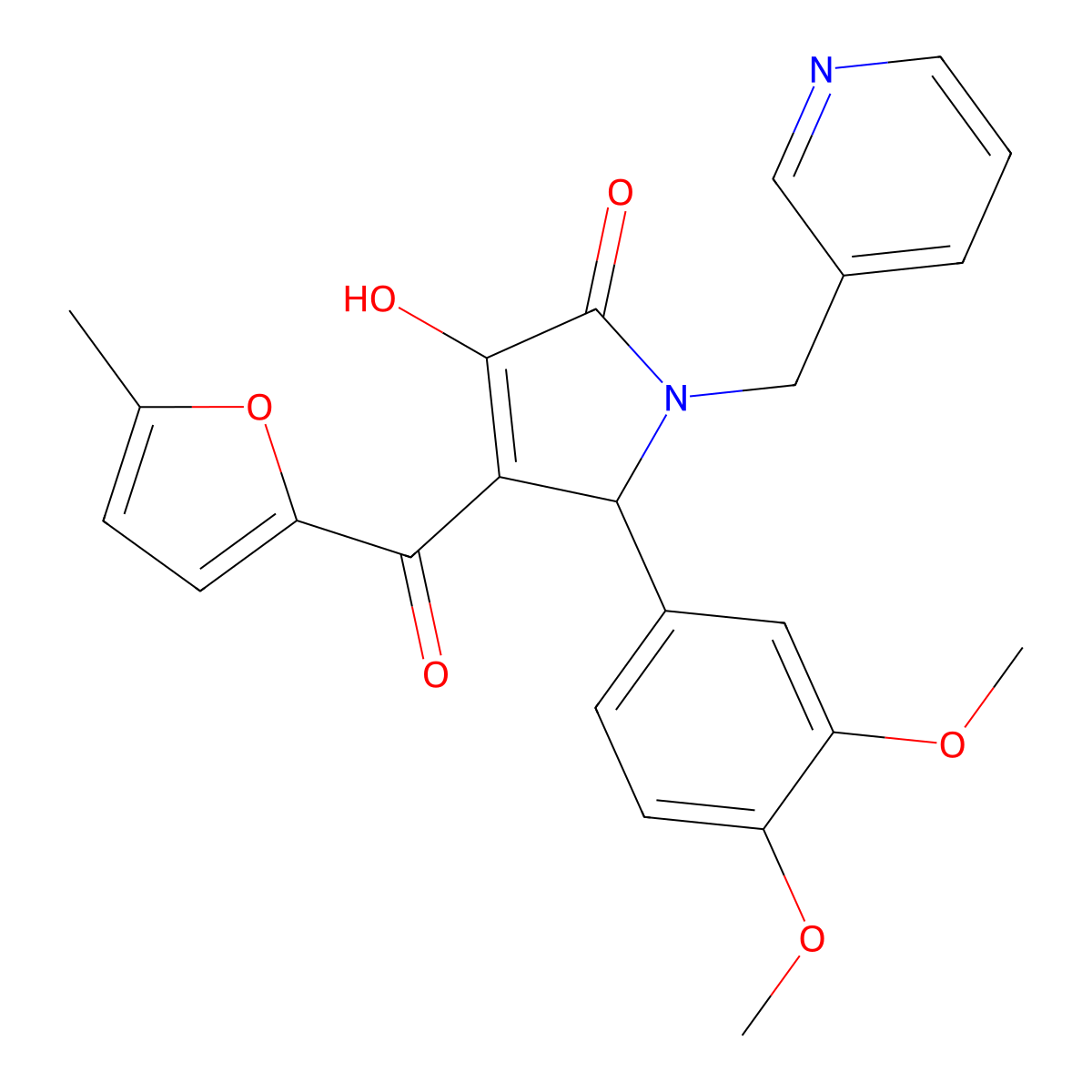 5-(3,4-Dimethoxyphenyl)-3-hydroxy-4-(5-methyl-2-furoyl)-1-(3-pyridinylmethyl)-1,5-dihydro-2H-pyrrol-2-one molecular structure, CAS 439947-71-4