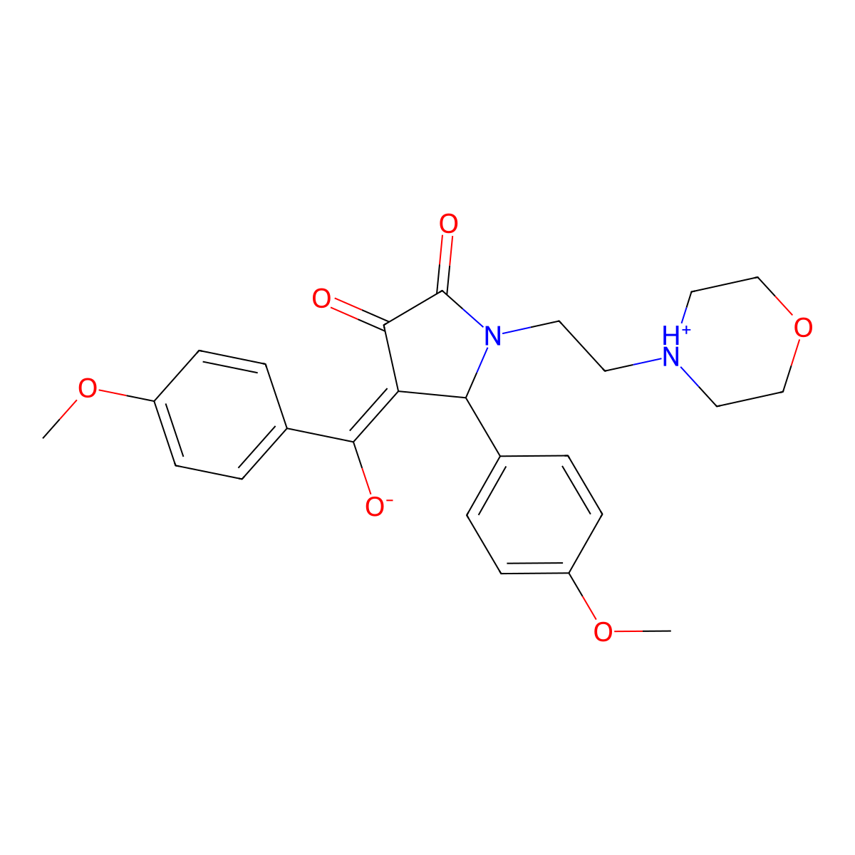 3-hydroxy-4-(4-methoxybenzoyl)-5-(4-methoxyphenyl)-1-[2-(morpholin-4-yl)ethyl]-2,5-dihydro-1H-pyrrol-2-one molecular structure, CAS 439947-76-9
